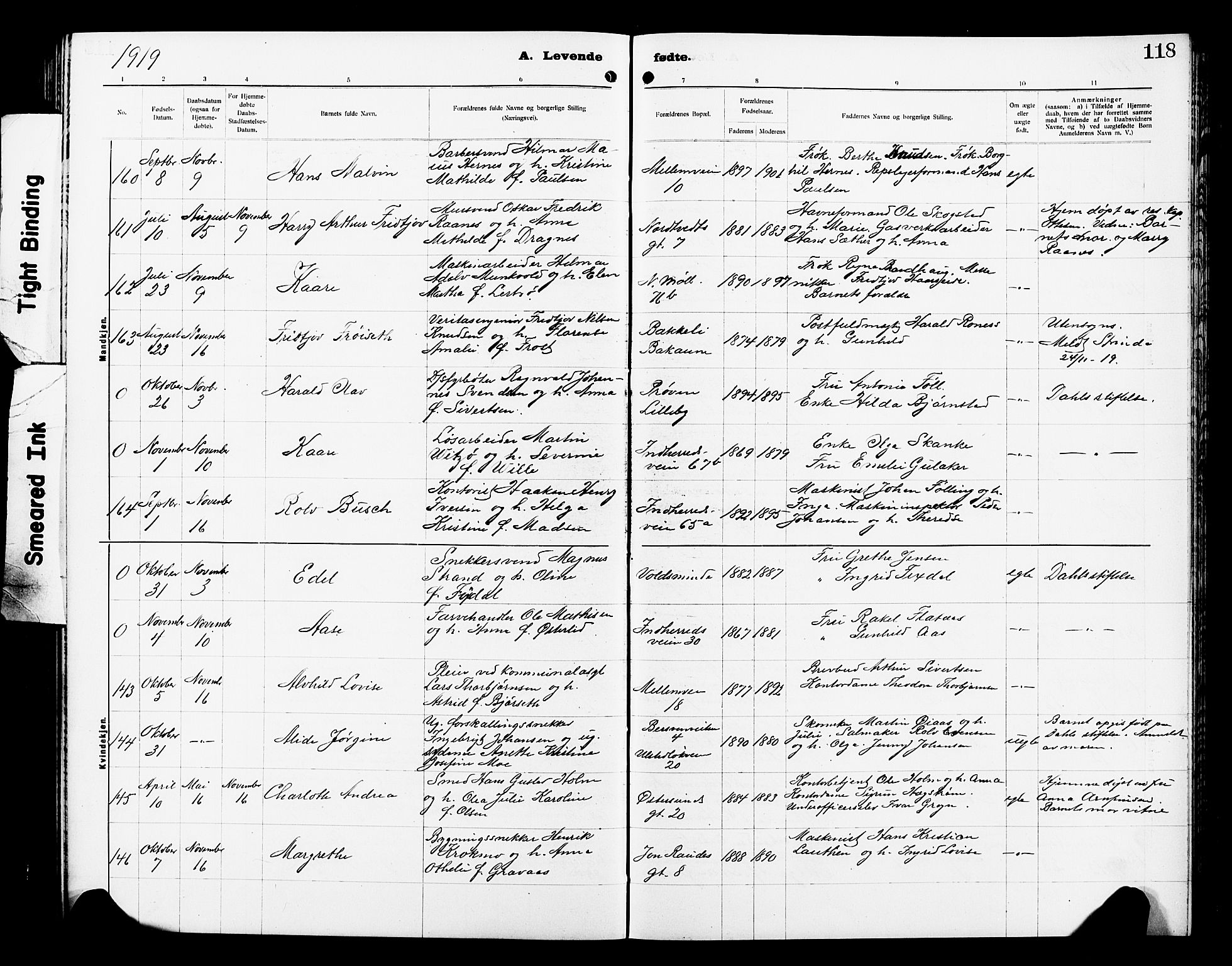 Ministerialprotokoller, klokkerbøker og fødselsregistre - Sør-Trøndelag, SAT/A-1456/605/L0256: Parish register (copy) no. 605C03, 1916-1920, p. 118