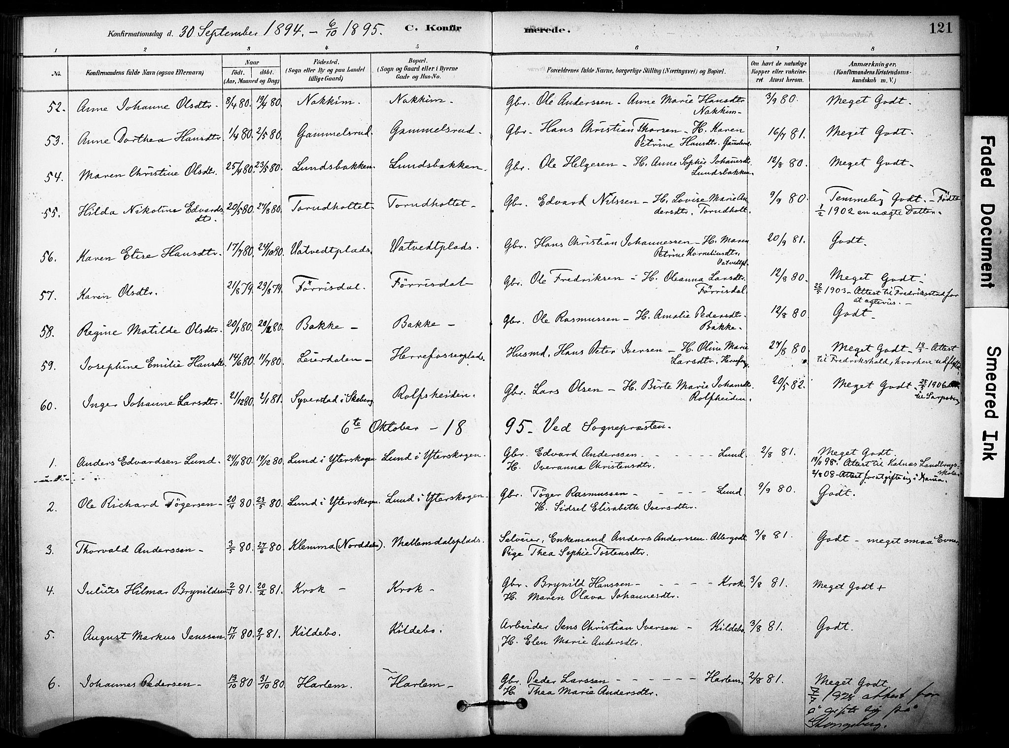 Rakkestad prestekontor Kirkebøker, AV/SAO-A-2008/F/Fb/L0001: Parish register (official) no. II 1, 1878-1899, p. 121