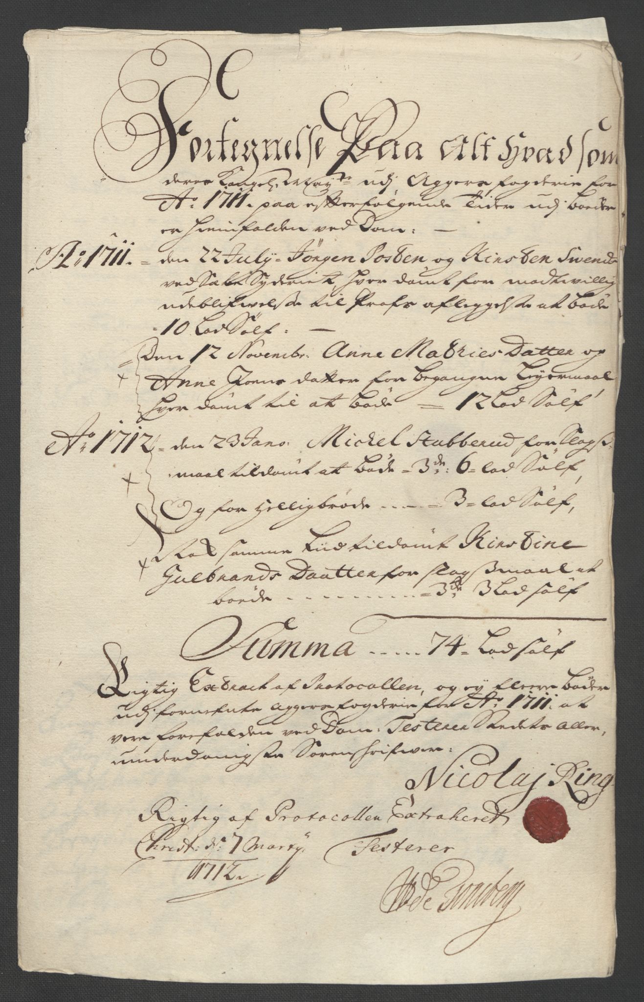 Rentekammeret inntil 1814, Reviderte regnskaper, Fogderegnskap, AV/RA-EA-4092/R10/L0448: Fogderegnskap Aker og Follo, 1710-1711, p. 218