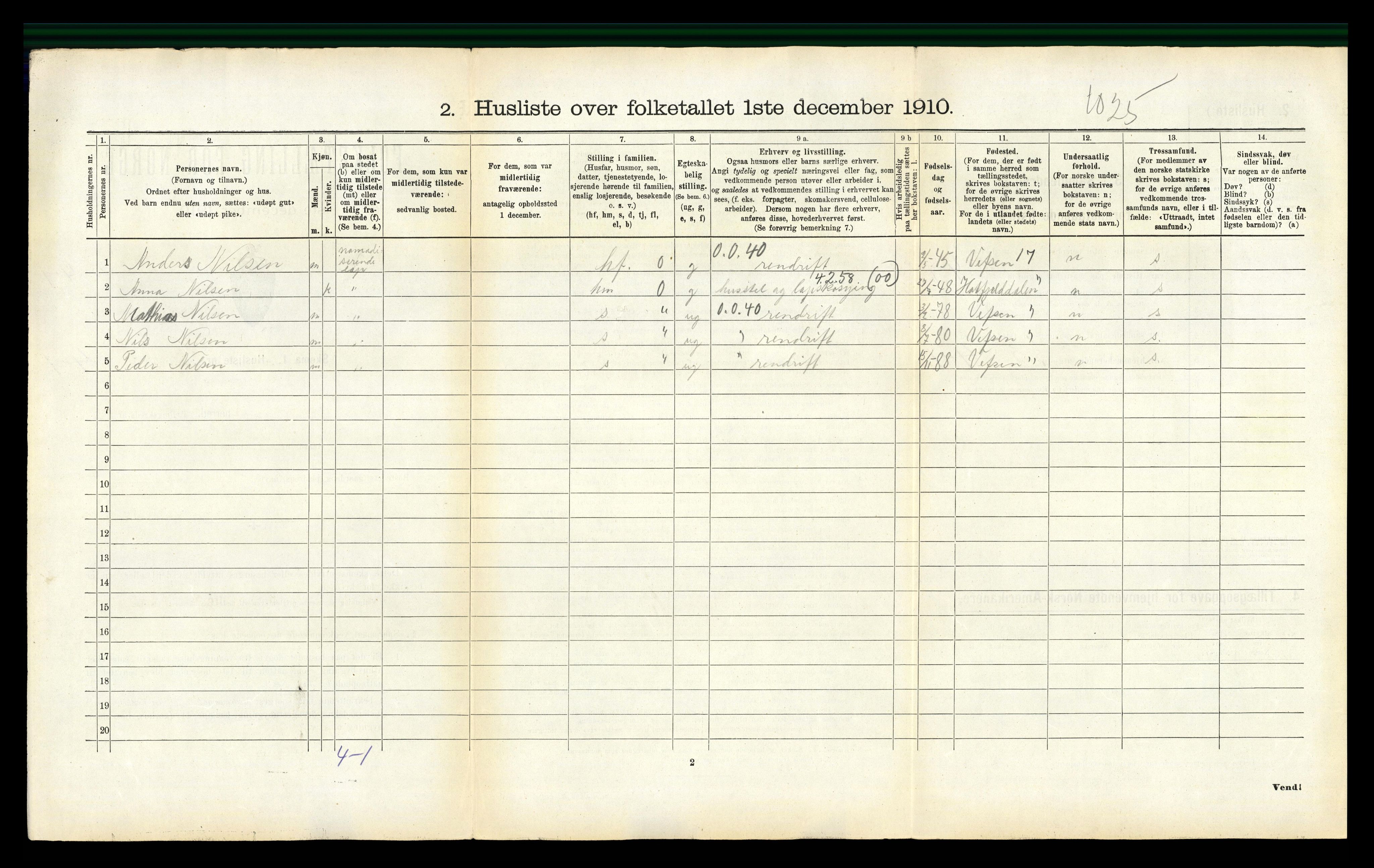 RA, 1910 census for Tjøtta, 1910, p. 378