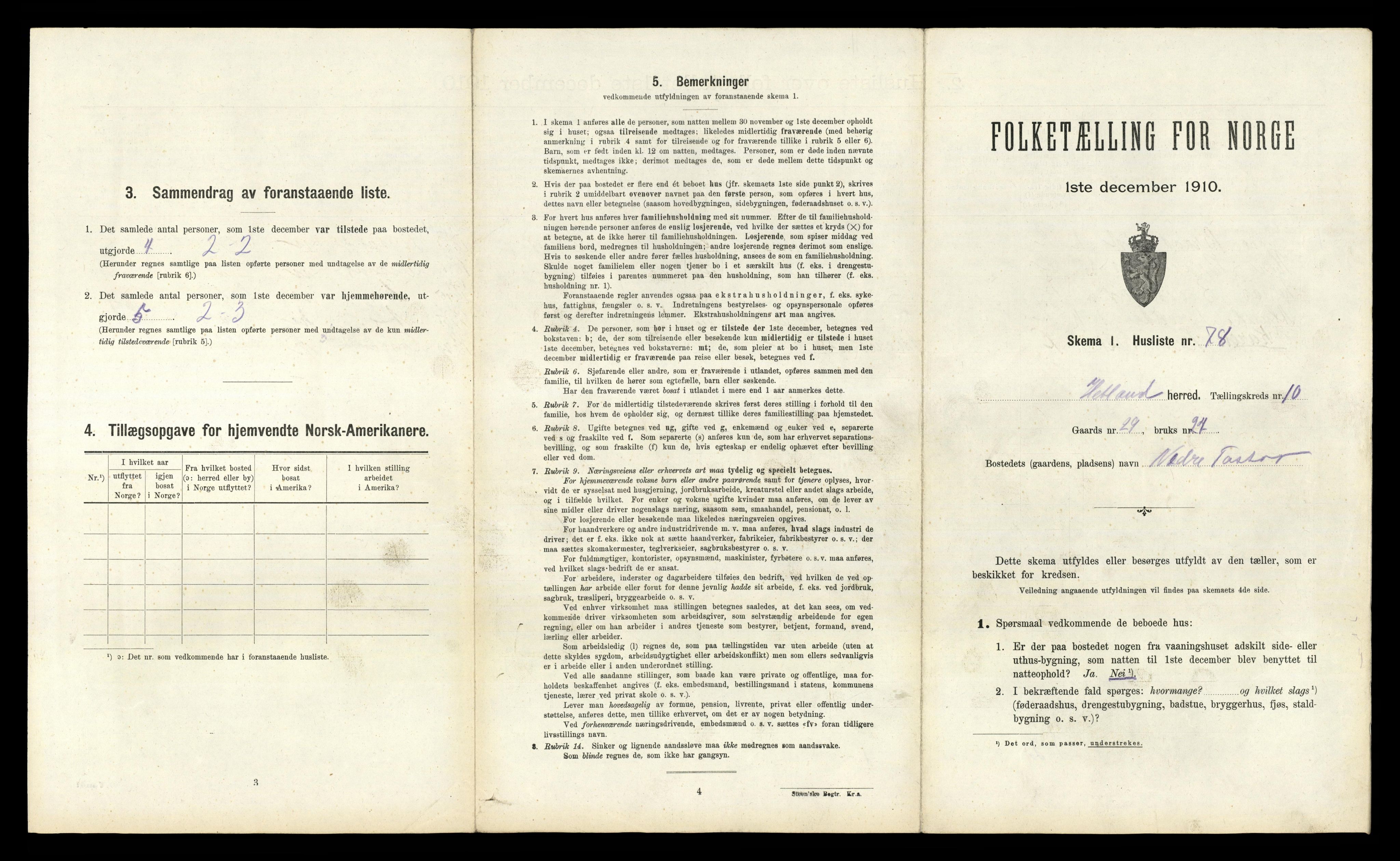 RA, 1910 census for Hetland, 1910, p. 1783