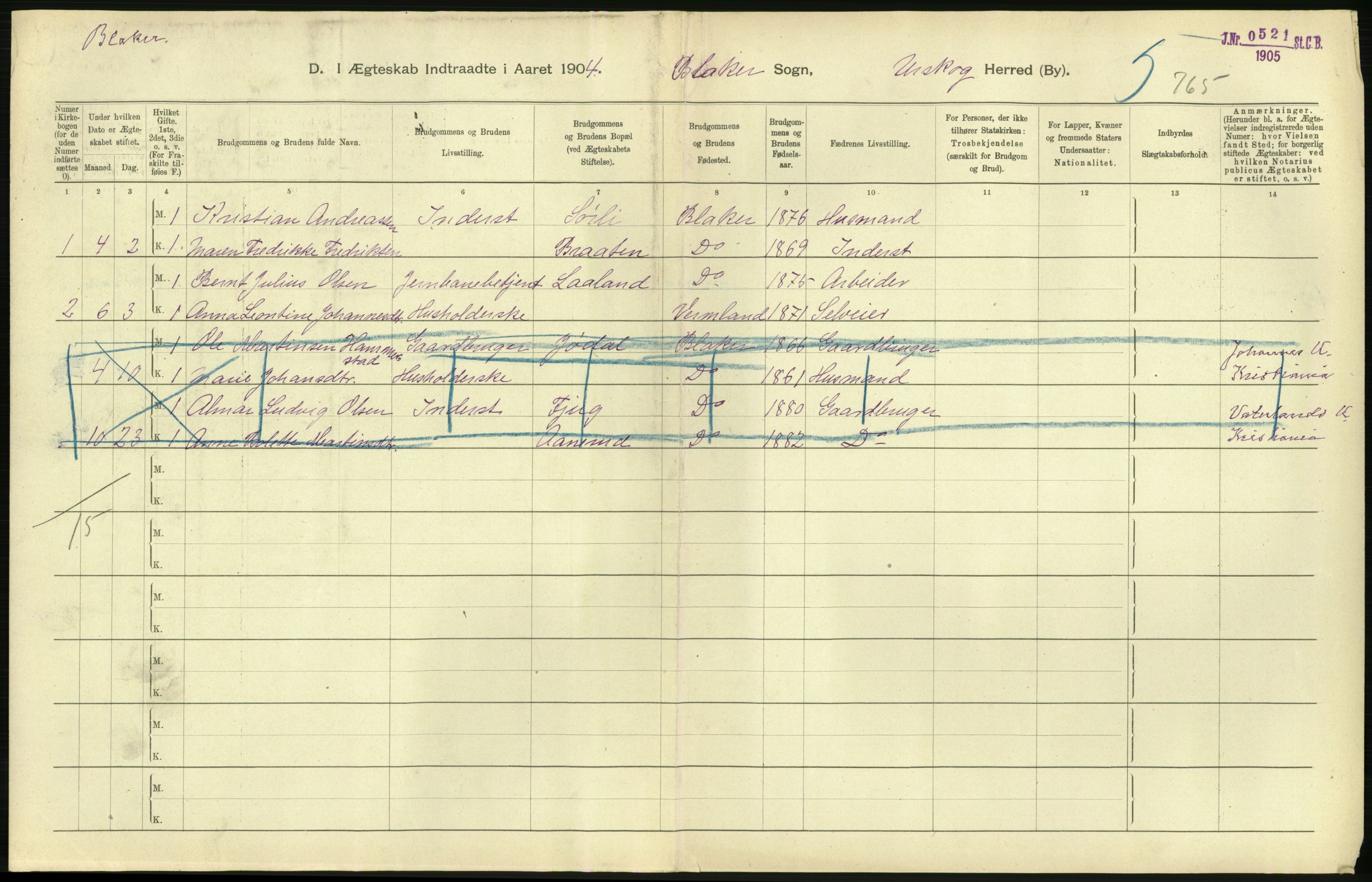 Statistisk sentralbyrå, Sosiodemografiske emner, Befolkning, AV/RA-S-2228/D/Df/Dfa/Dfab/L0002: Akershus amt: Fødte, gifte, døde, 1904, p. 502