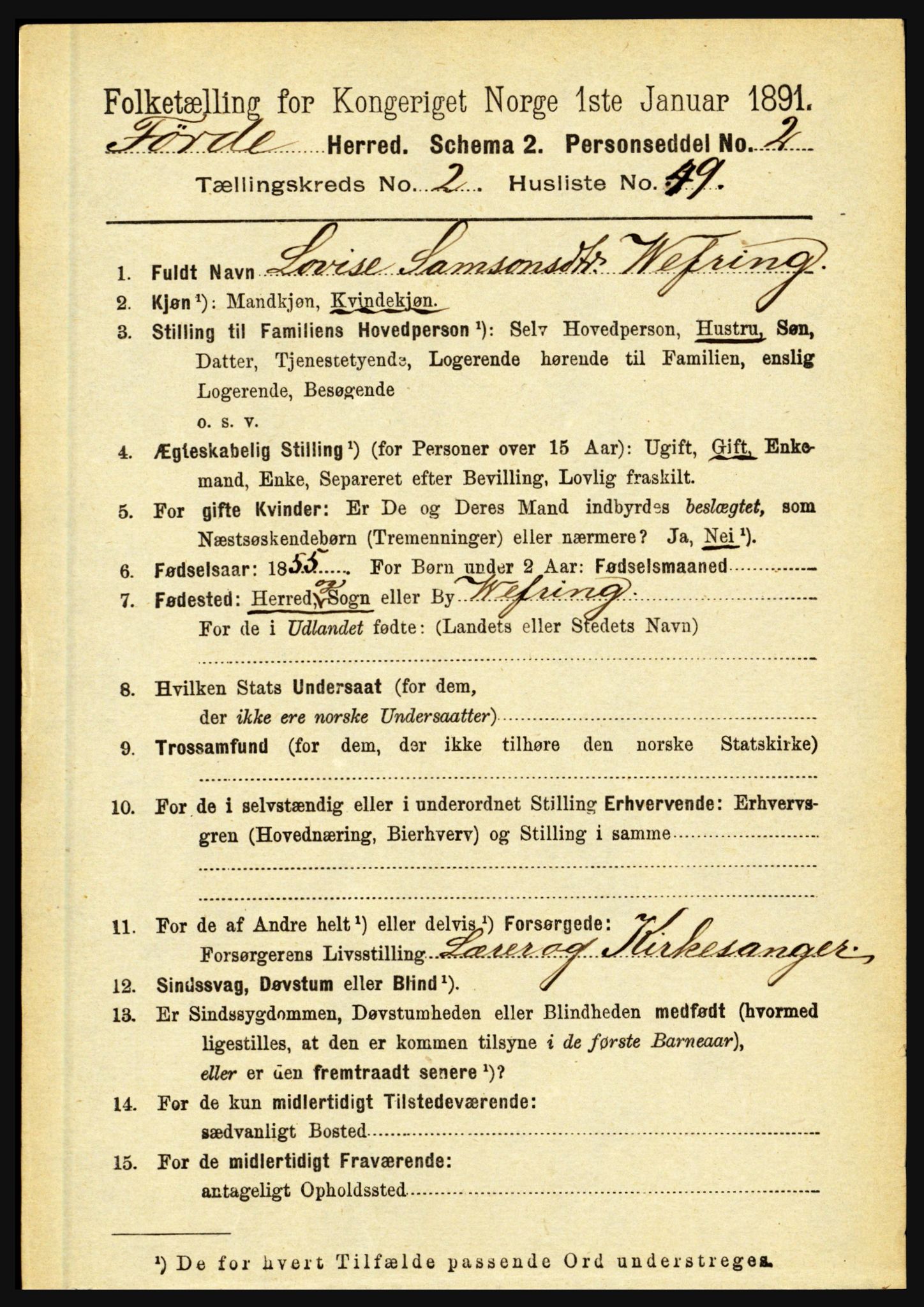 RA, 1891 census for 1432 Førde, 1891, p. 805