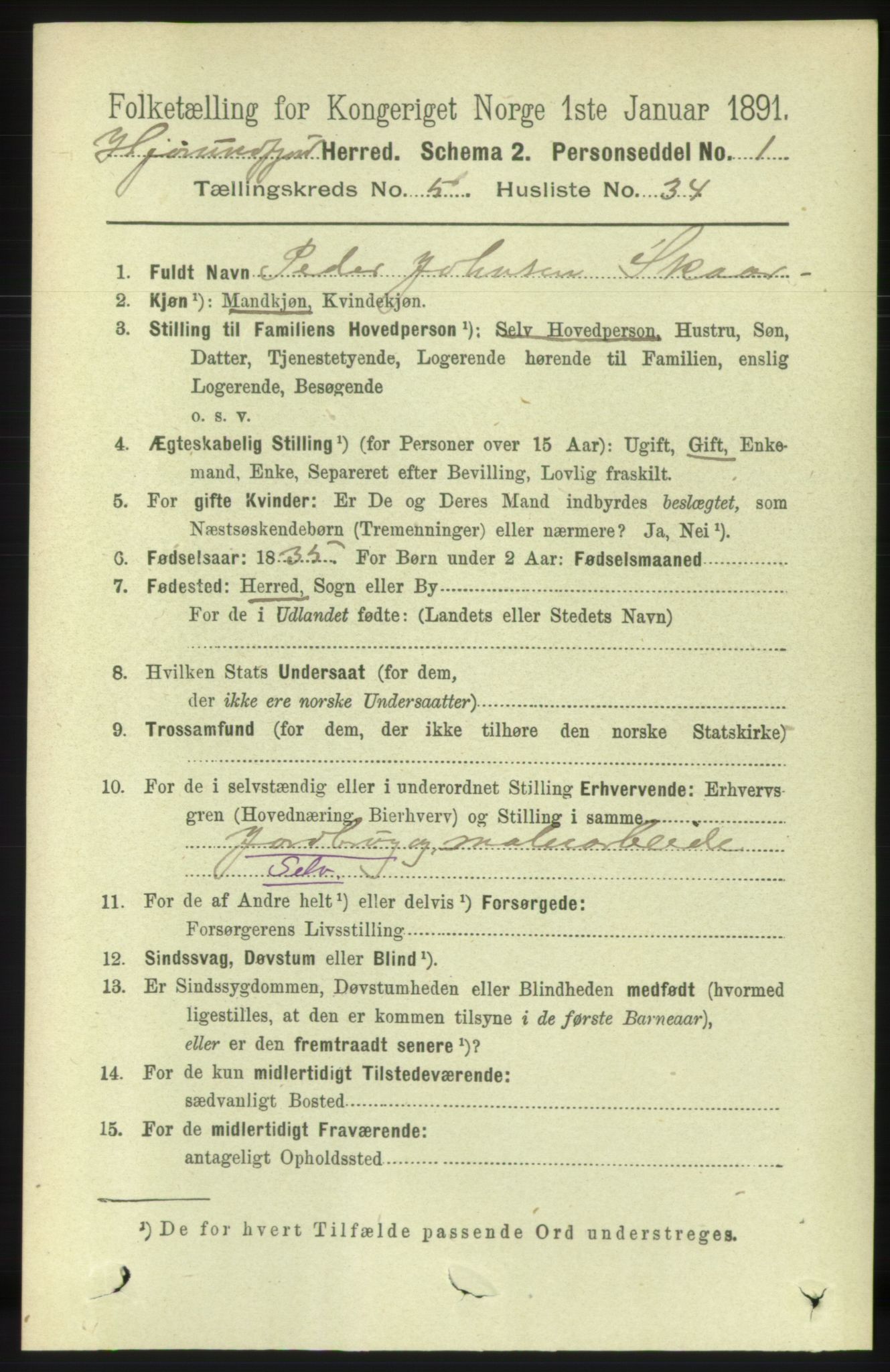 RA, 1891 census for 1522 Hjørundfjord, 1891, p. 1148