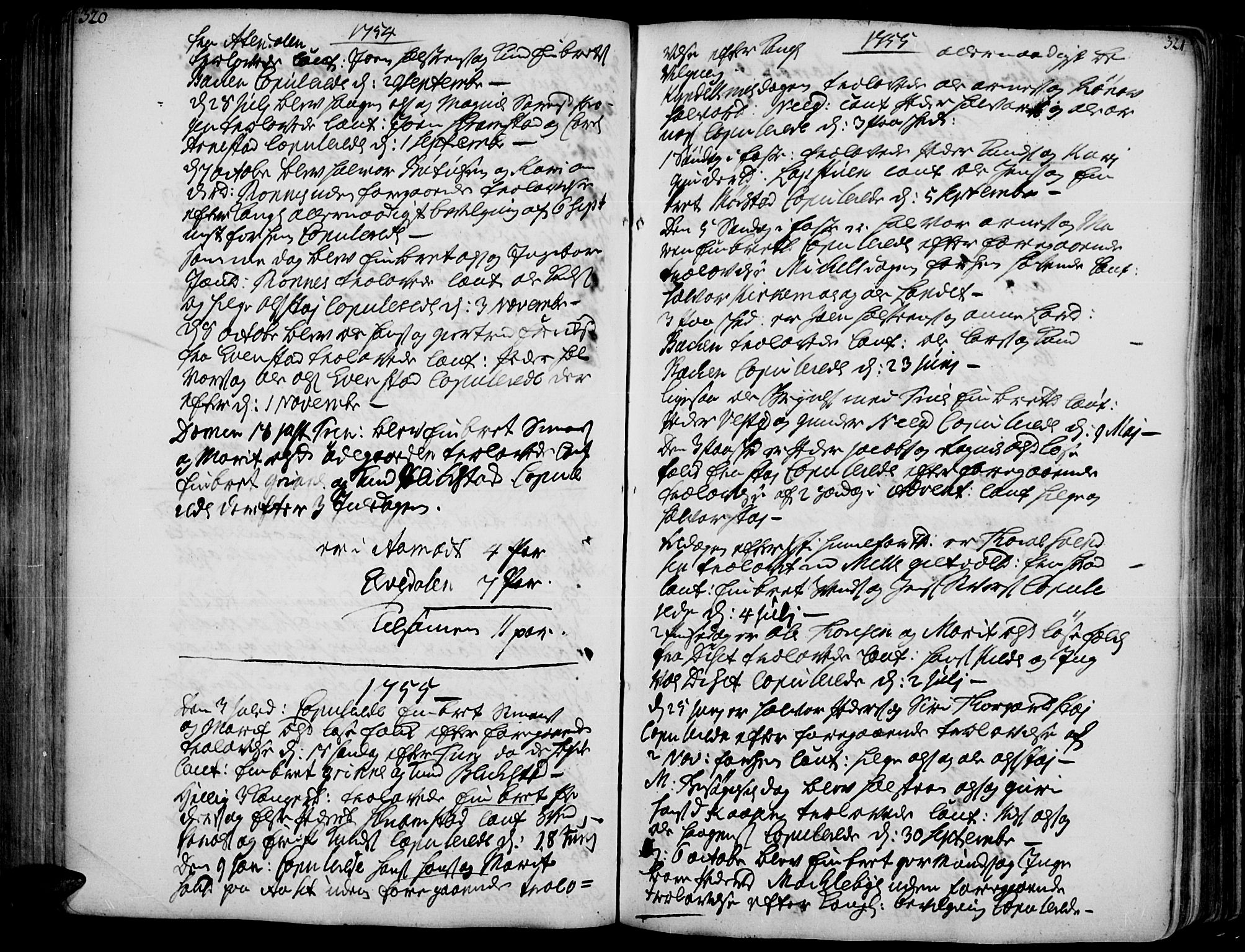 Åmot prestekontor, Hedmark, AV/SAH-PREST-056/H/Ha/Haa/L0002: Parish register (official) no. 2, 1734-1779, p. 320-321