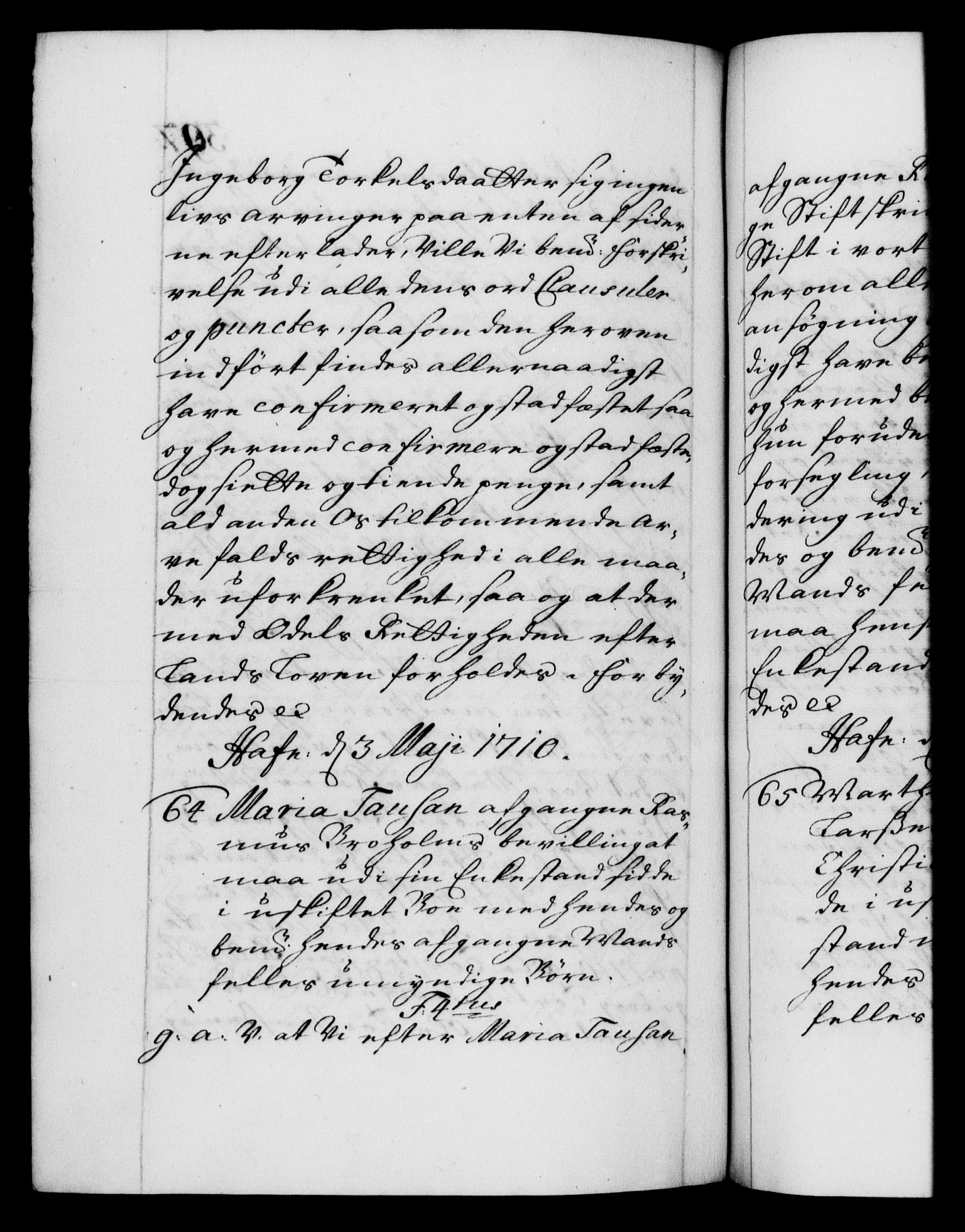 Danske Kanselli 1572-1799, RA/EA-3023/F/Fc/Fca/Fcaa/L0020: Norske registre, 1708-1711, p. 397b