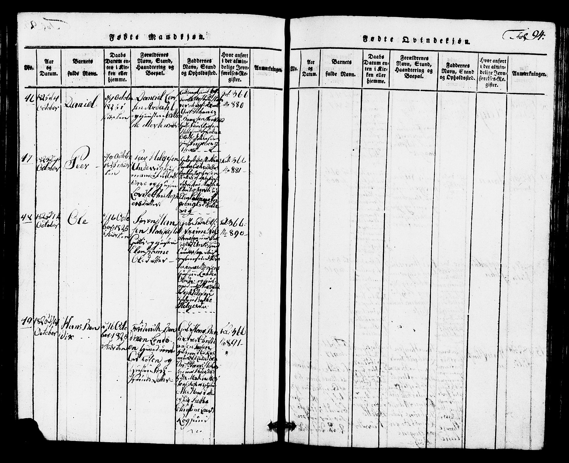 Avaldsnes sokneprestkontor, AV/SAST-A -101851/H/Ha/Hab/L0001: Parish register (copy) no. B 1, 1816-1825, p. 94