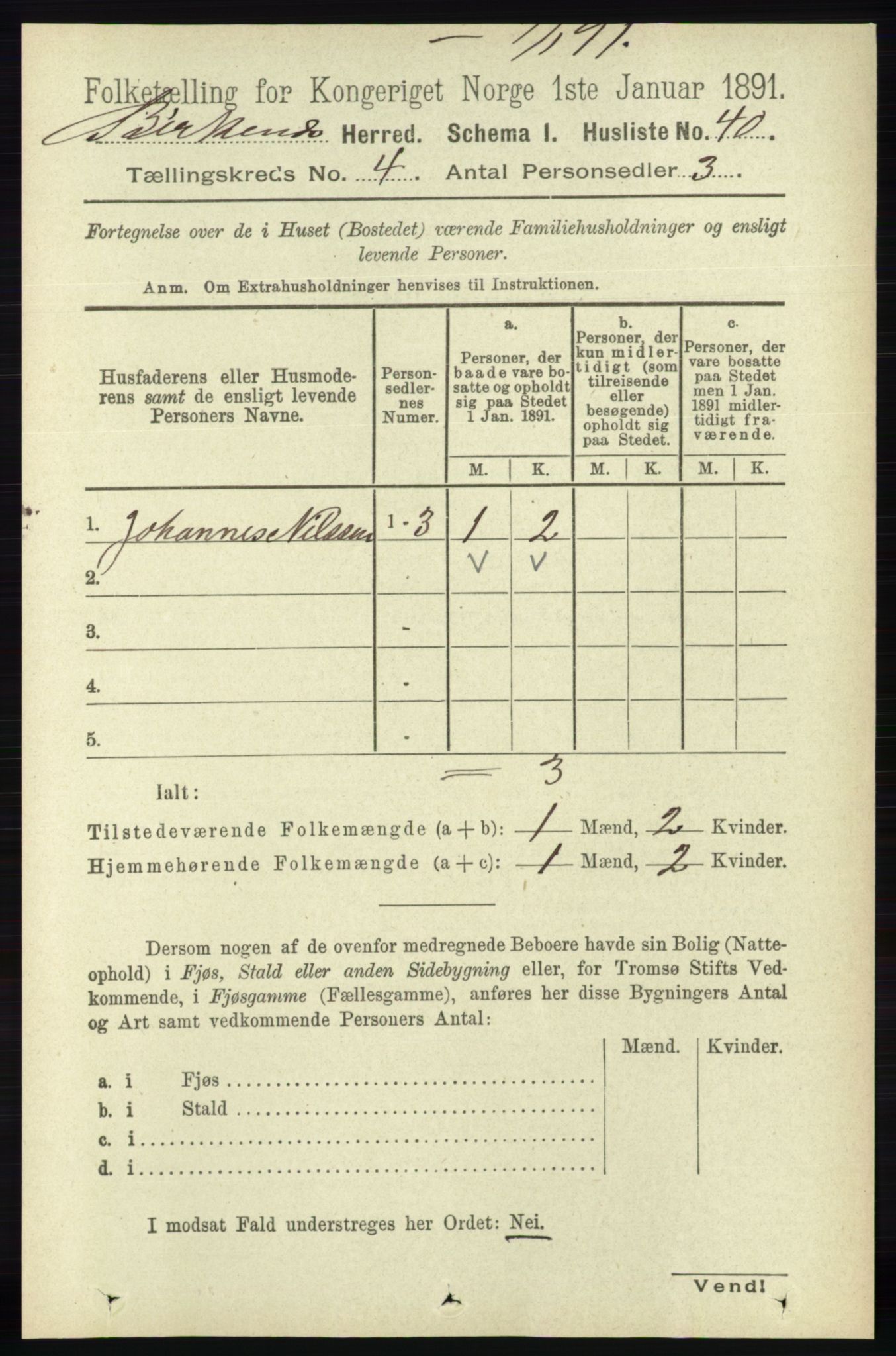 RA, 1891 Census for 0928 Birkenes, 1891, p. 1241