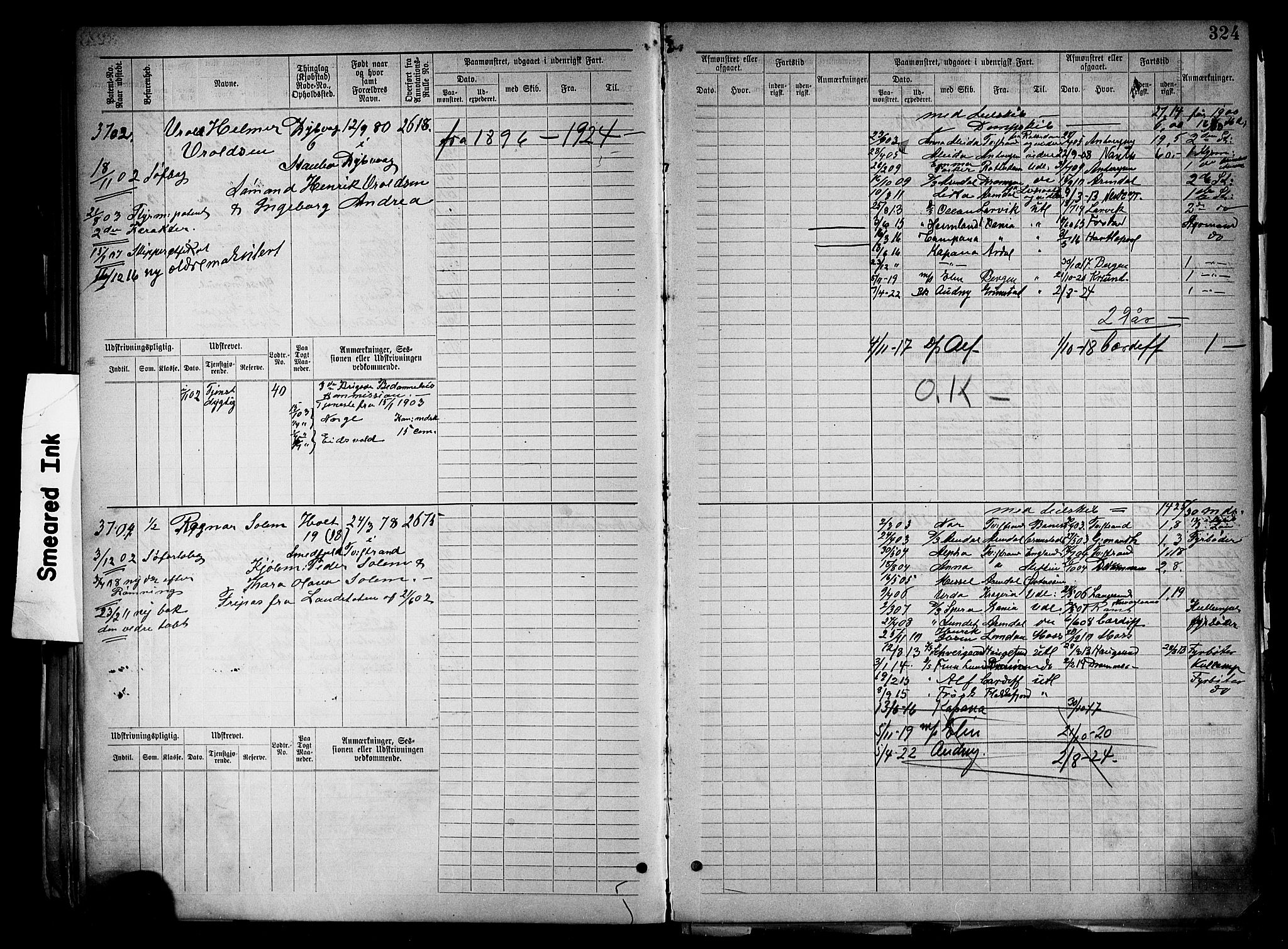 Tvedestrand mønstringskrets, SAK/2031-0011/F/Fb/L0019: Hovedrulle nr 3057-3818, U-35, 1892-1906, p. 334