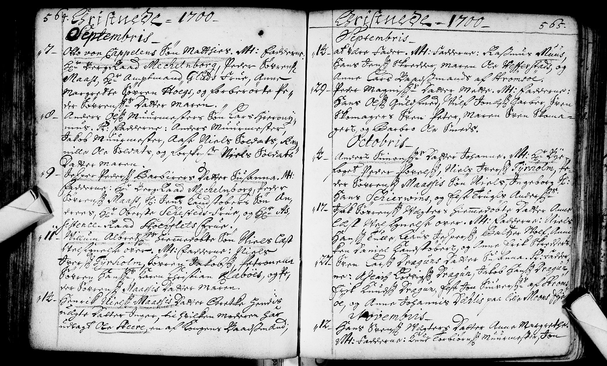 Bragernes kirkebøker, AV/SAKO-A-6/F/Fa/L0002: Parish register (official) no. I 2, 1680-1705, p. 564-565