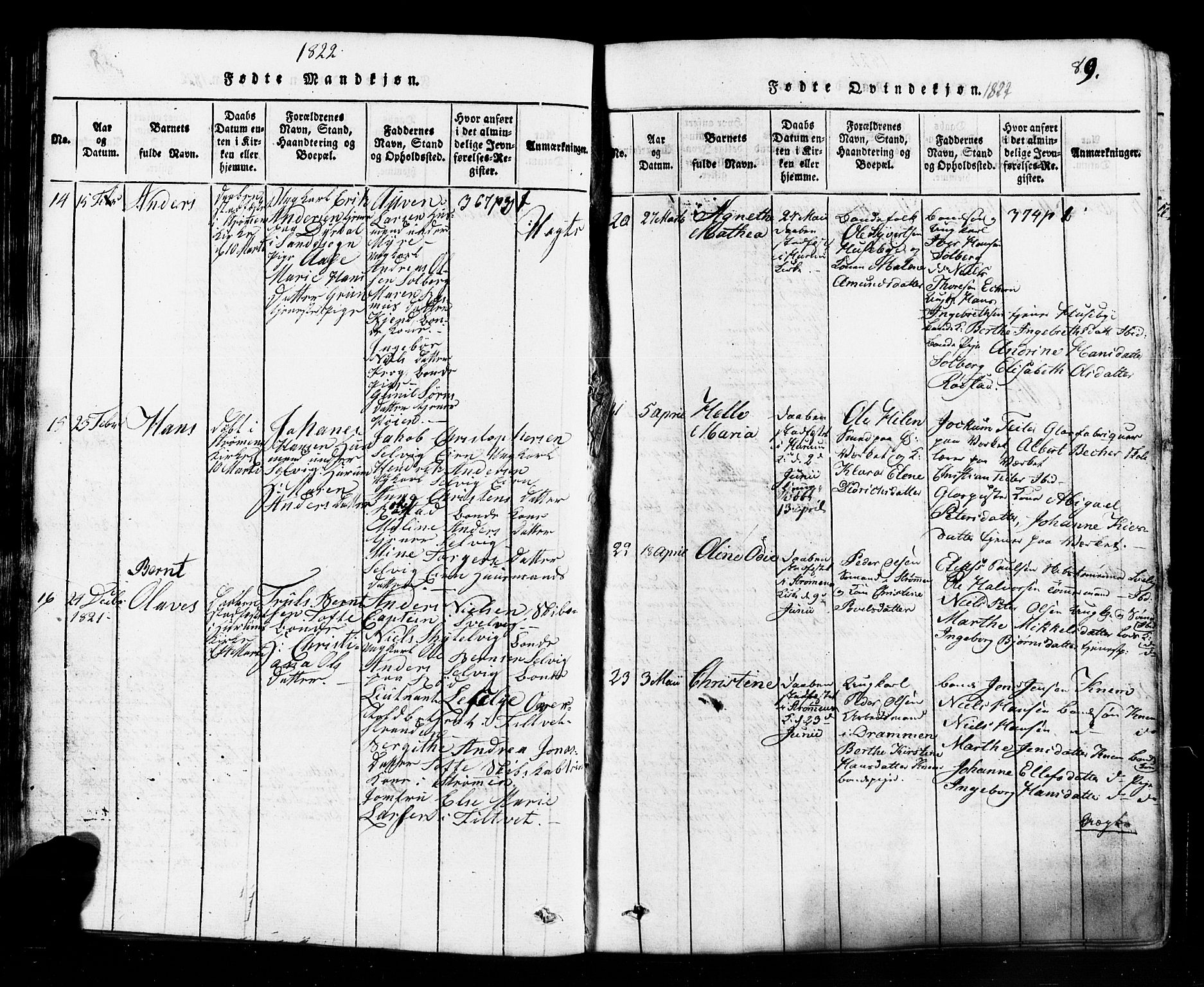 Hurum kirkebøker, AV/SAKO-A-229/G/Ga/L0001: Parish register (copy) no. I 1, 1816-1826, p. 89