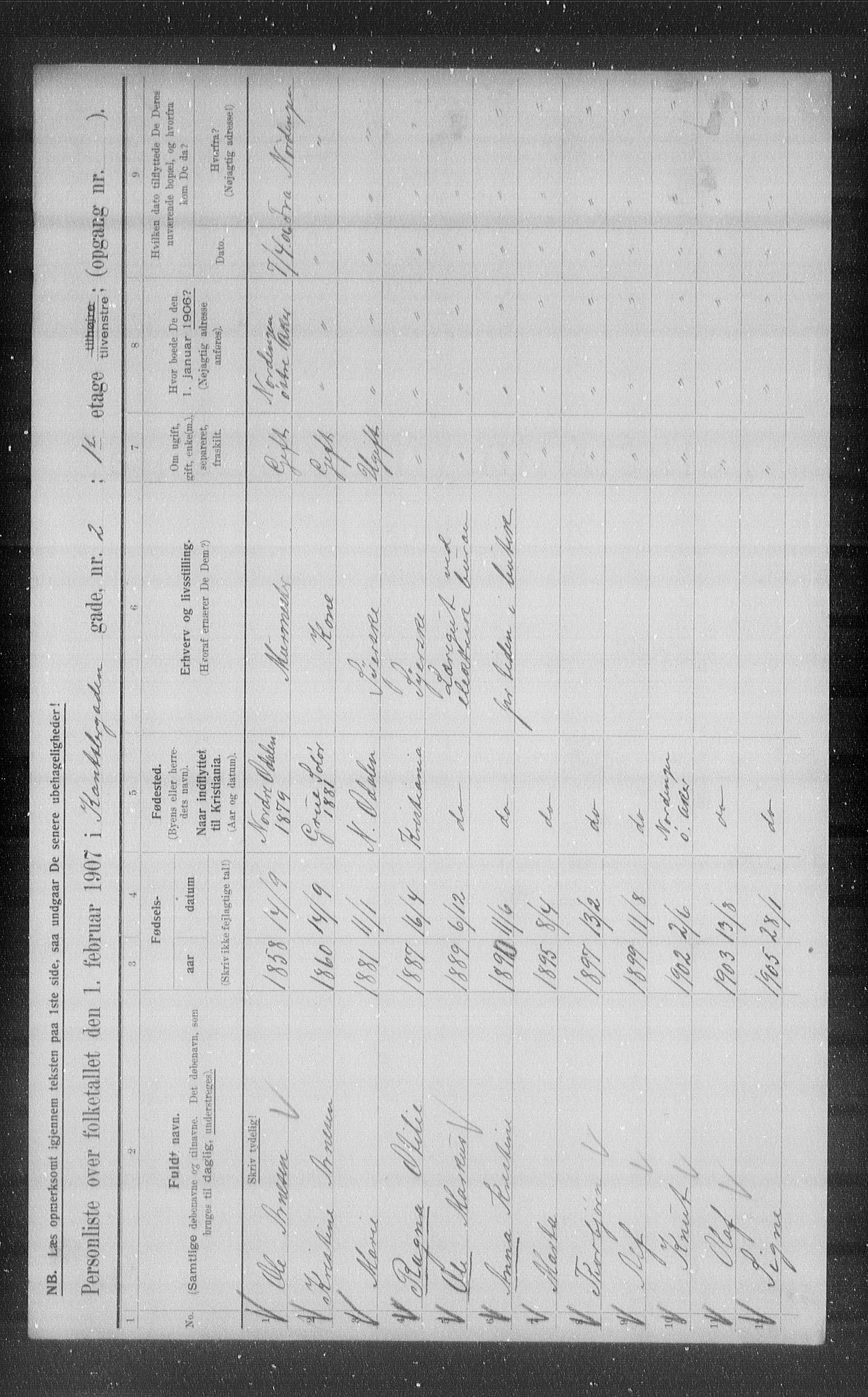 OBA, Municipal Census 1907 for Kristiania, 1907, p. 24492