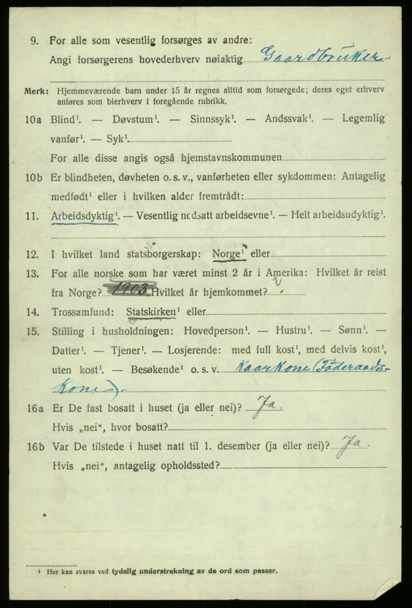 SAB, 1920 census for Aurland, 1920, p. 5033