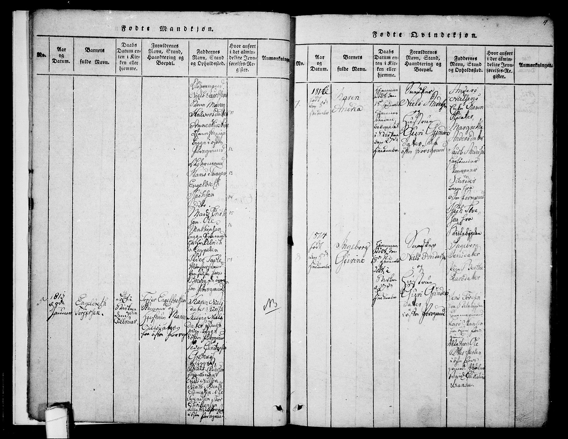 Porsgrunn kirkebøker , SAKO/A-104/F/Fa/L0004: Parish register (official) no. 4, 1814-1828, p. 4
