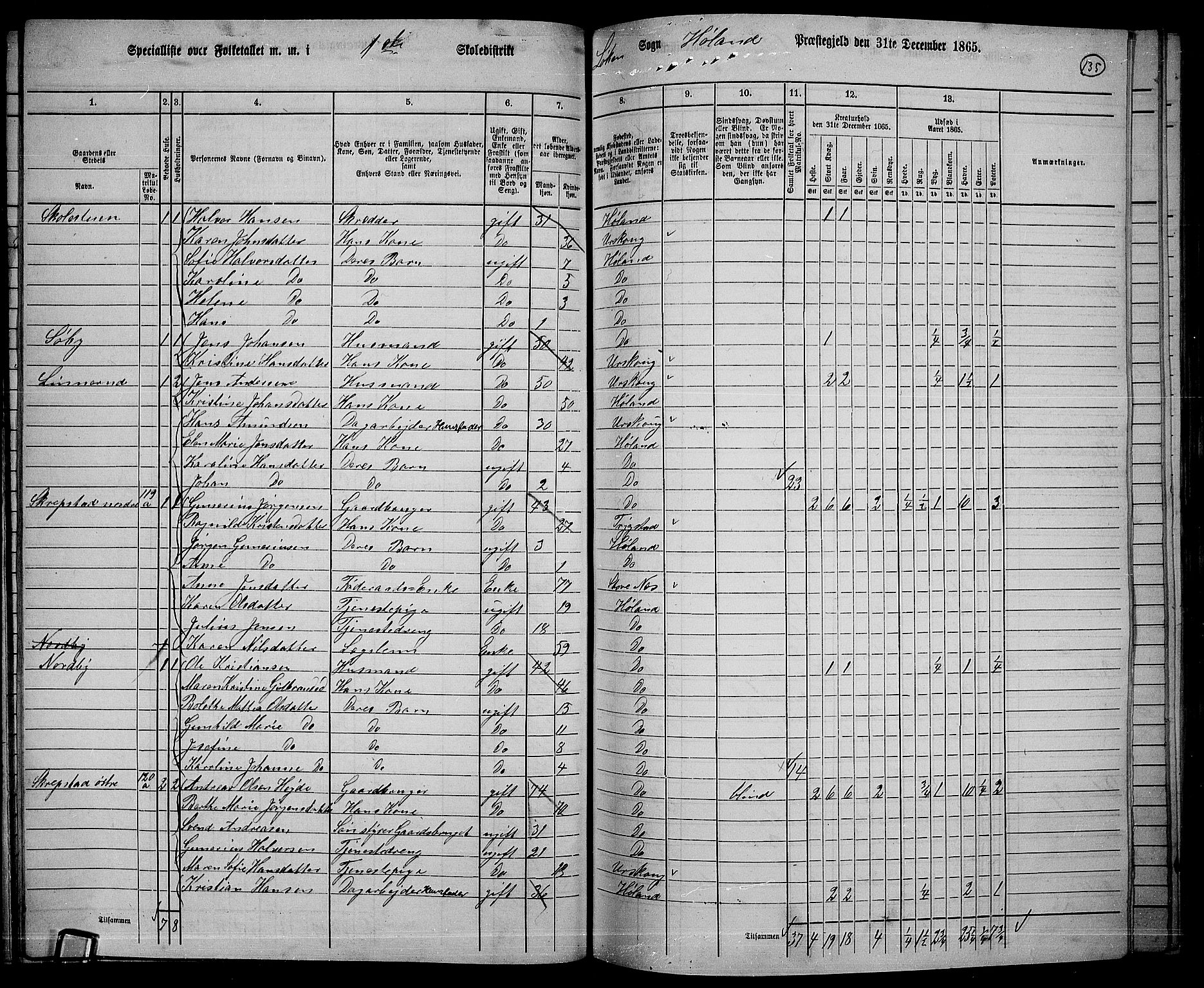 RA, 1865 census for Høland, 1865, p. 126