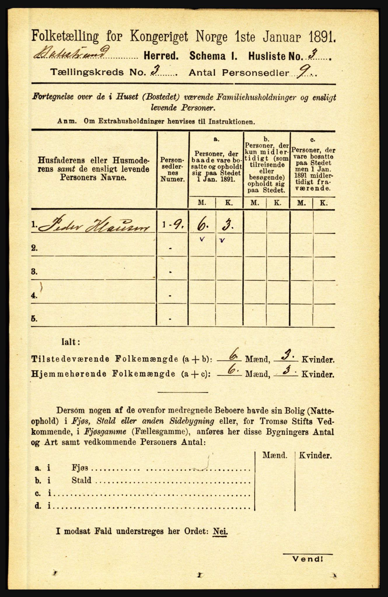 RA, 1891 census for 1418 Balestrand, 1891, p. 560