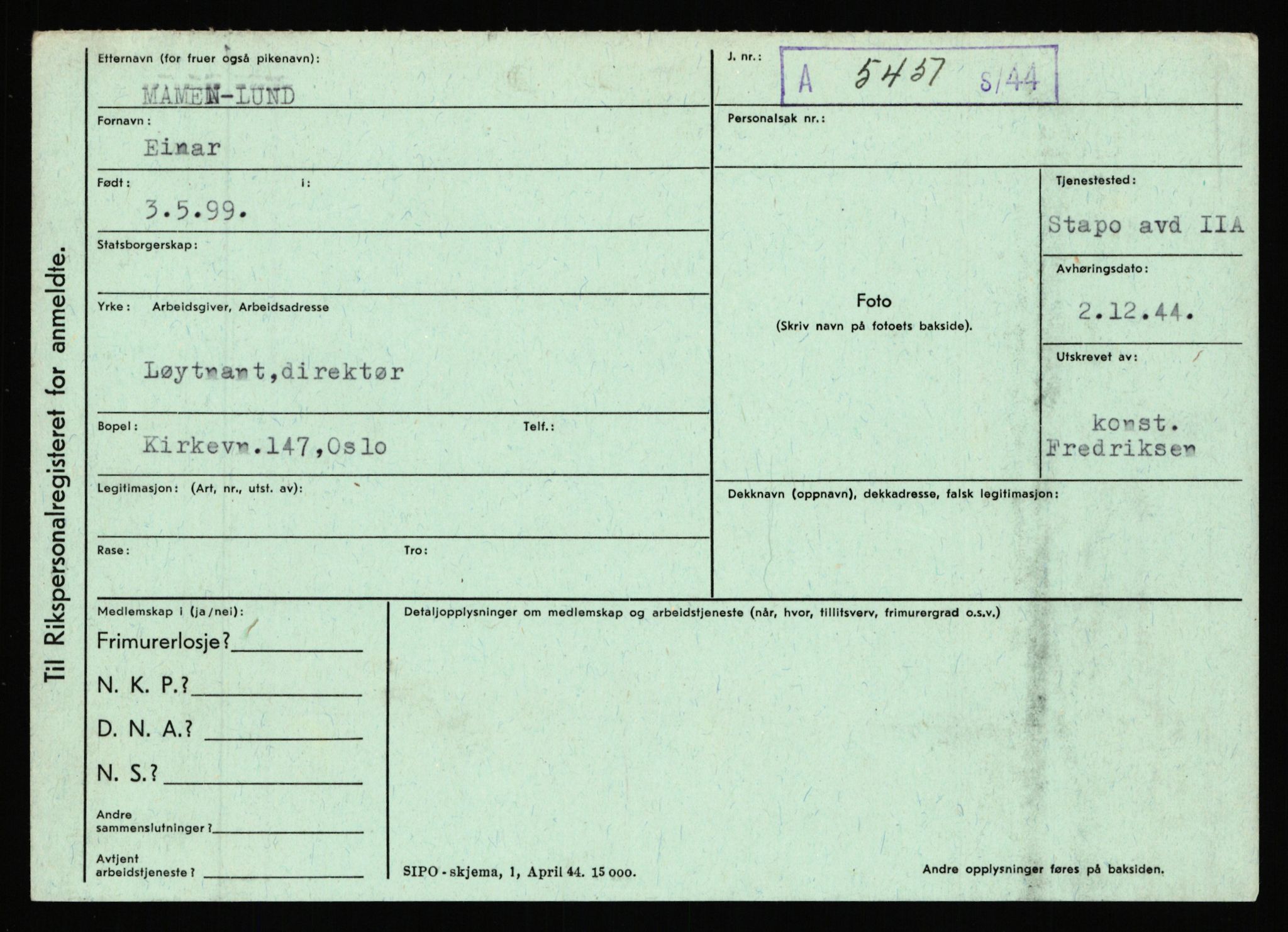 Statspolitiet - Hovedkontoret / Osloavdelingen, AV/RA-S-1329/C/Ca/L0010: Lind - Moksnes, 1943-1945, p. 2654