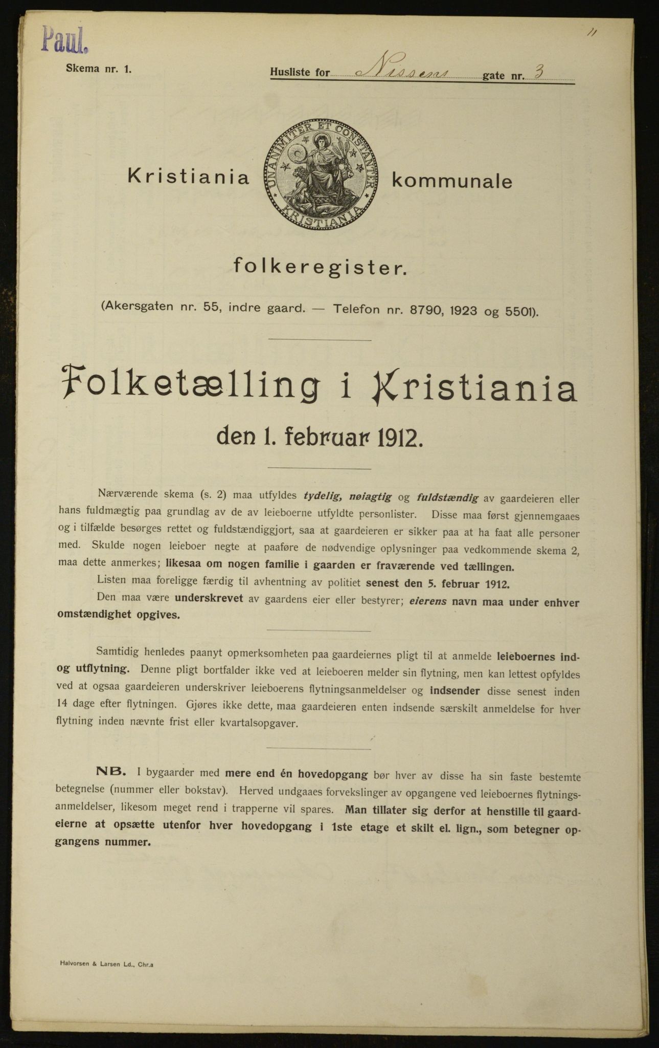 OBA, Municipal Census 1912 for Kristiania, 1912, p. 71732