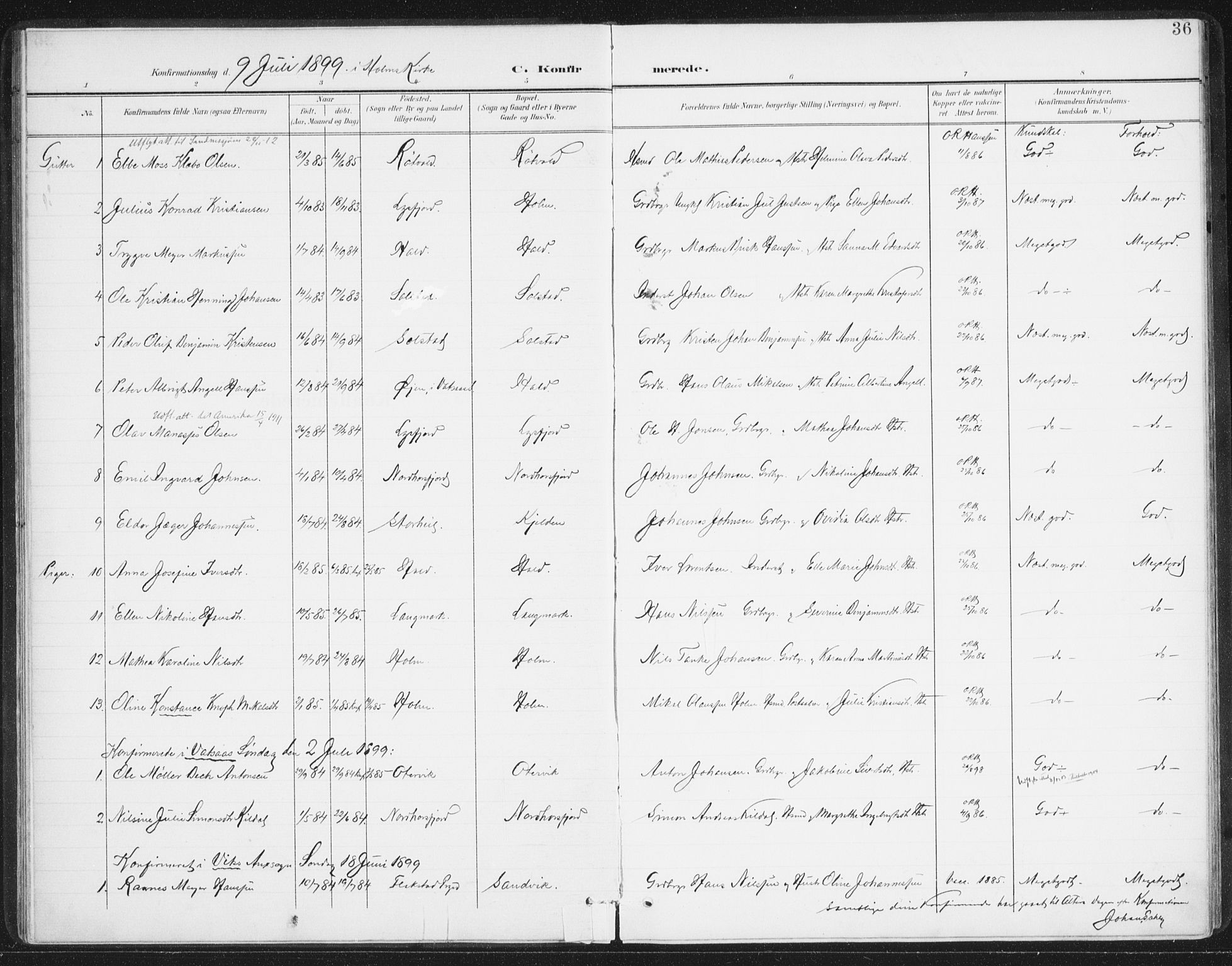 Ministerialprotokoller, klokkerbøker og fødselsregistre - Nordland, SAT/A-1459/811/L0167: Parish register (official) no. 811A04, 1899-1913, p. 36