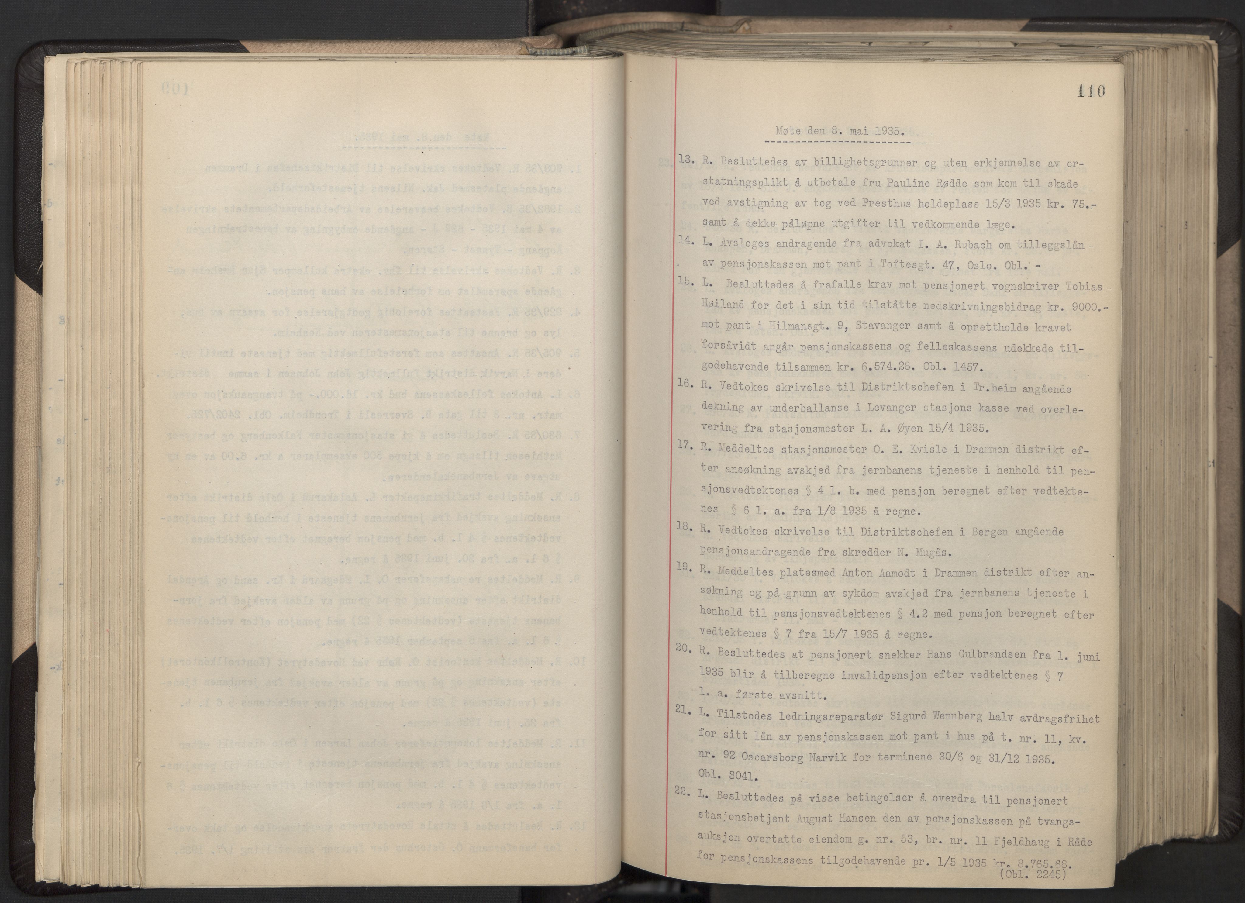 Norges statsbaner, Administrasjons- økonomi- og personalavdelingen, AV/RA-S-3412/A/Aa/L0025: Forhandlingsprotokoll, 1935-1936, p. 110