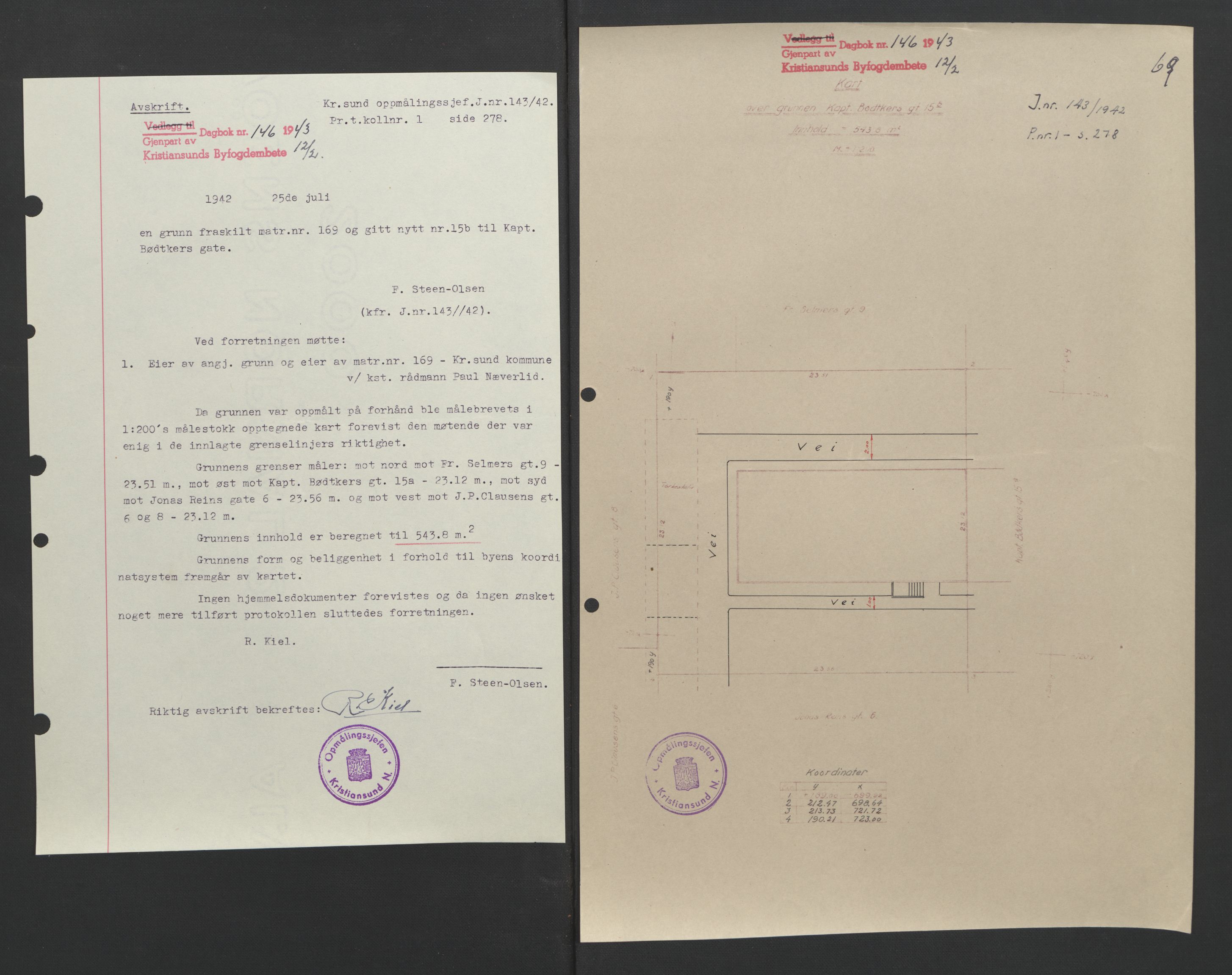 Kristiansund byfogd, AV/SAT-A-4587/A/27: Mortgage book no. 37, 1942-1945, Diary no: : 146/1943