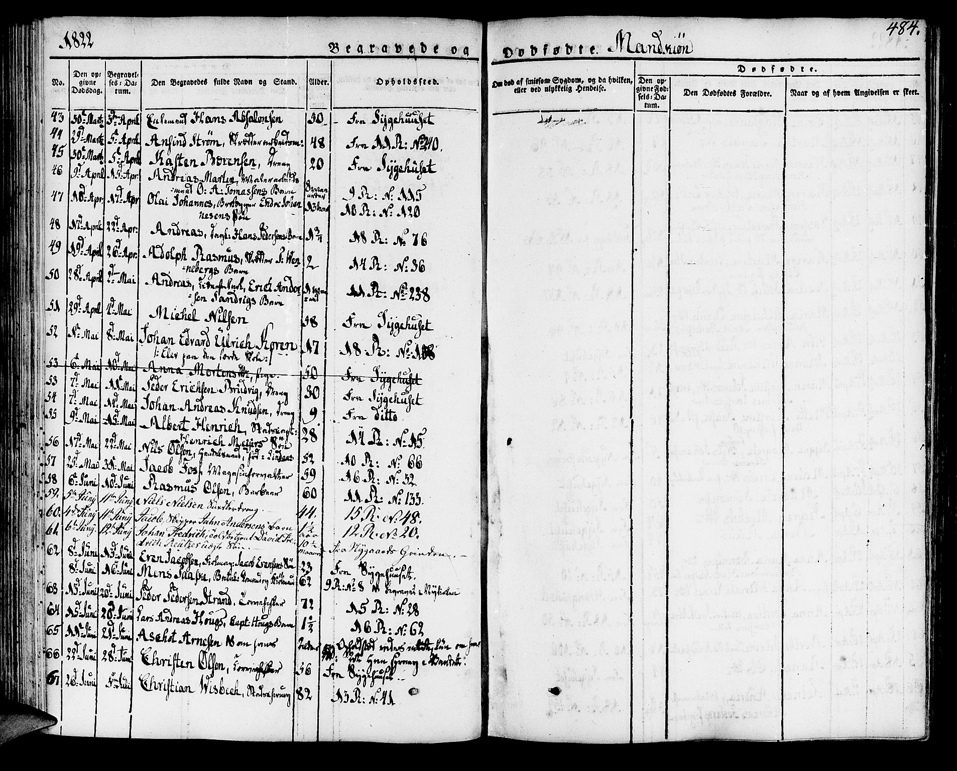 SAB, Domkirken sokneprestembete, SAB/A-74801/H/Haa/L0012Parish register (official) no. A 12, 1821-1840, p. 484