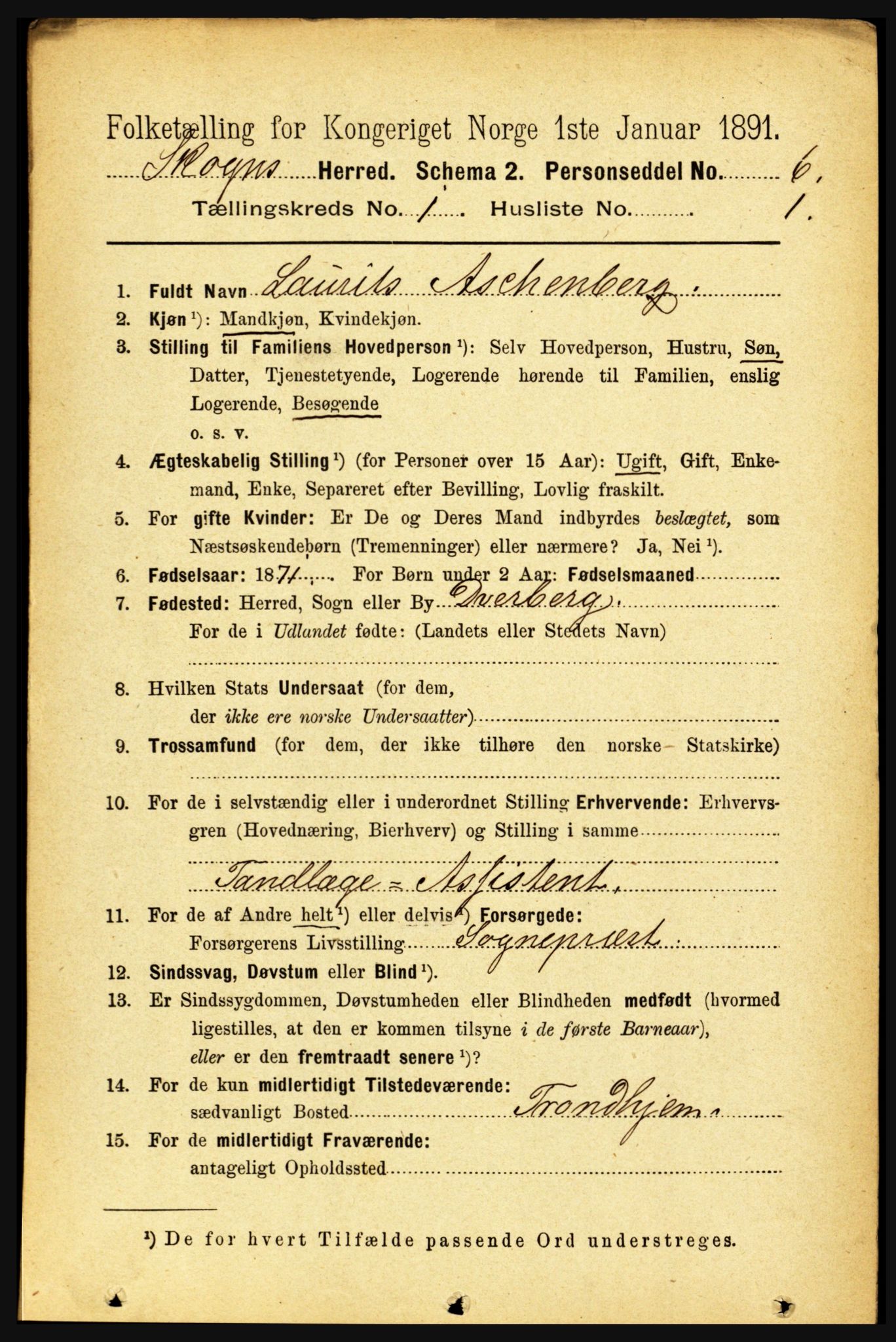 RA, 1891 census for 1719 Skogn, 1891, p. 152