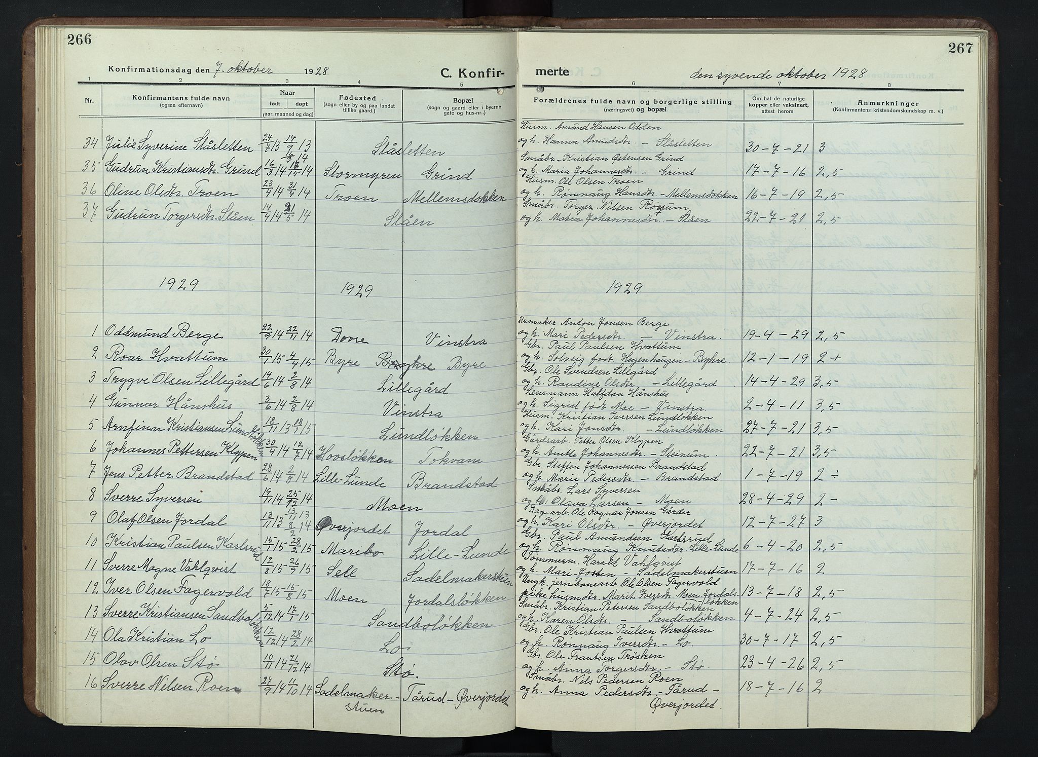 Nord-Fron prestekontor, SAH/PREST-080/H/Ha/Hab/L0007: Parish register (copy) no. 7, 1915-1946, p. 266-267