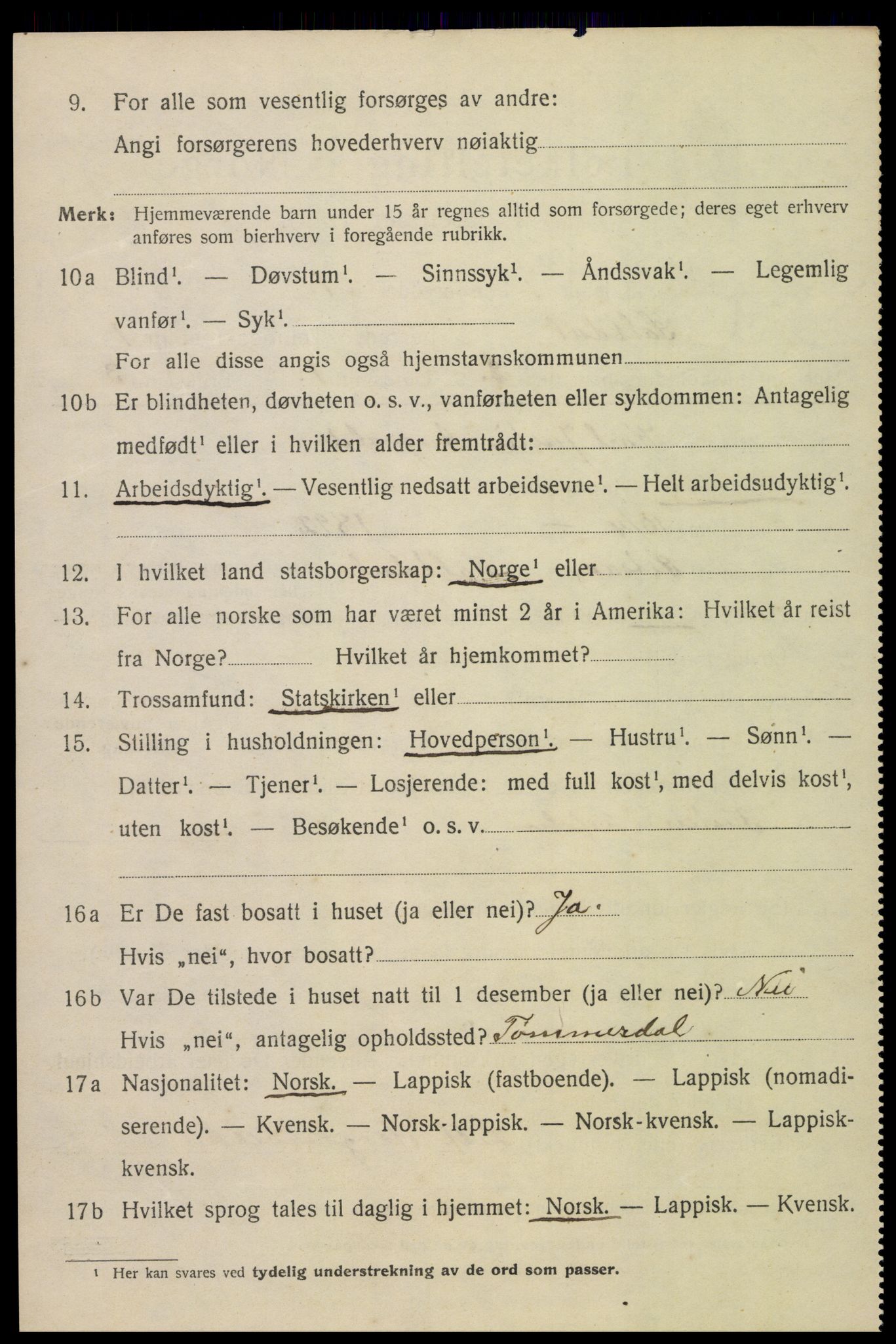 SAT, 1920 census for Saltdal, 1920, p. 1236