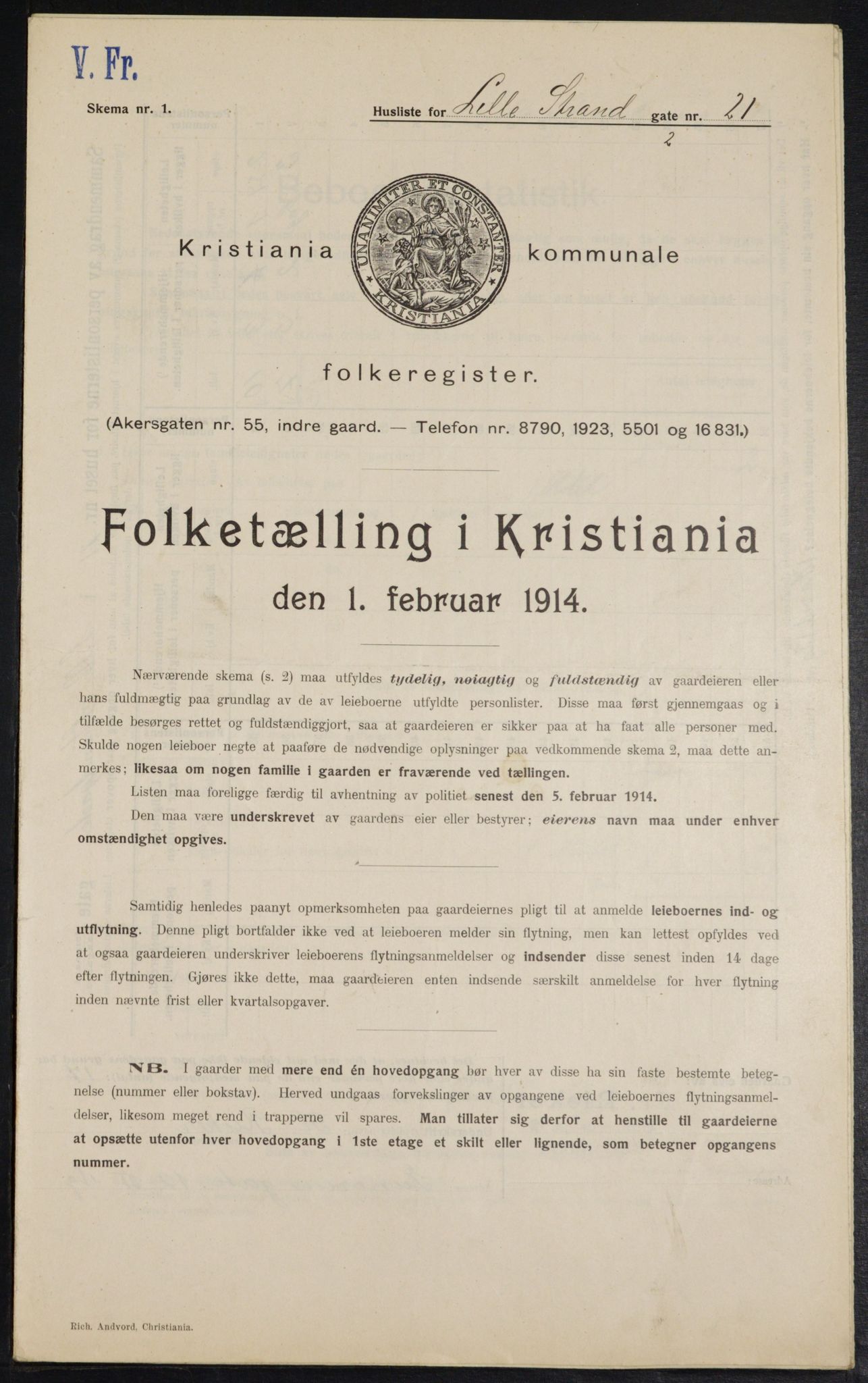 OBA, Municipal Census 1914 for Kristiania, 1914, p. 57518