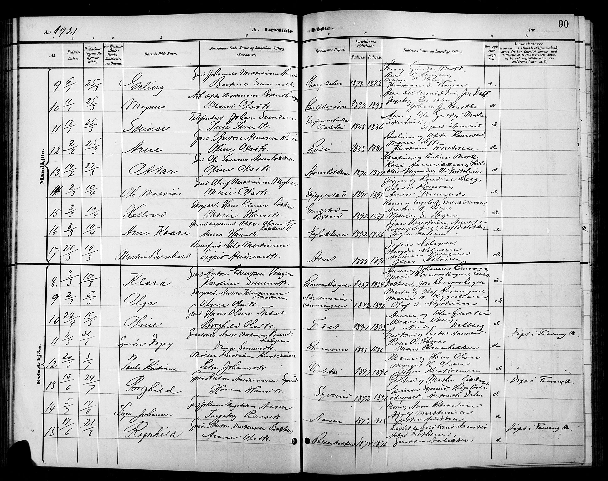 Ringebu prestekontor, AV/SAH-PREST-082/H/Ha/Hab/L0009: Parish register (copy) no. 9, 1899-1921, p. 90