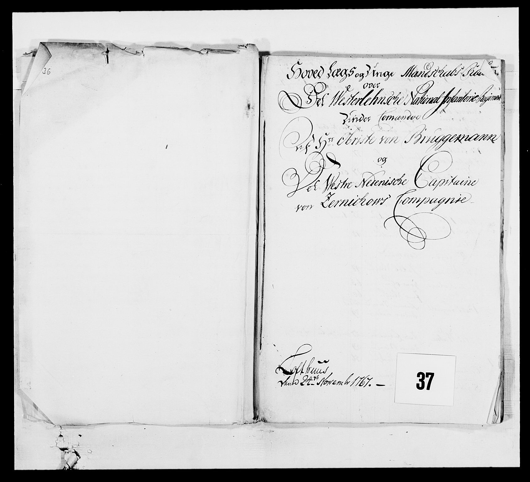 Kommanderende general (KG I) med Det norske krigsdirektorium, RA/EA-5419/E/Ea/L0522b: 1. Vesterlenske regiment, 1756-1767, p. 239