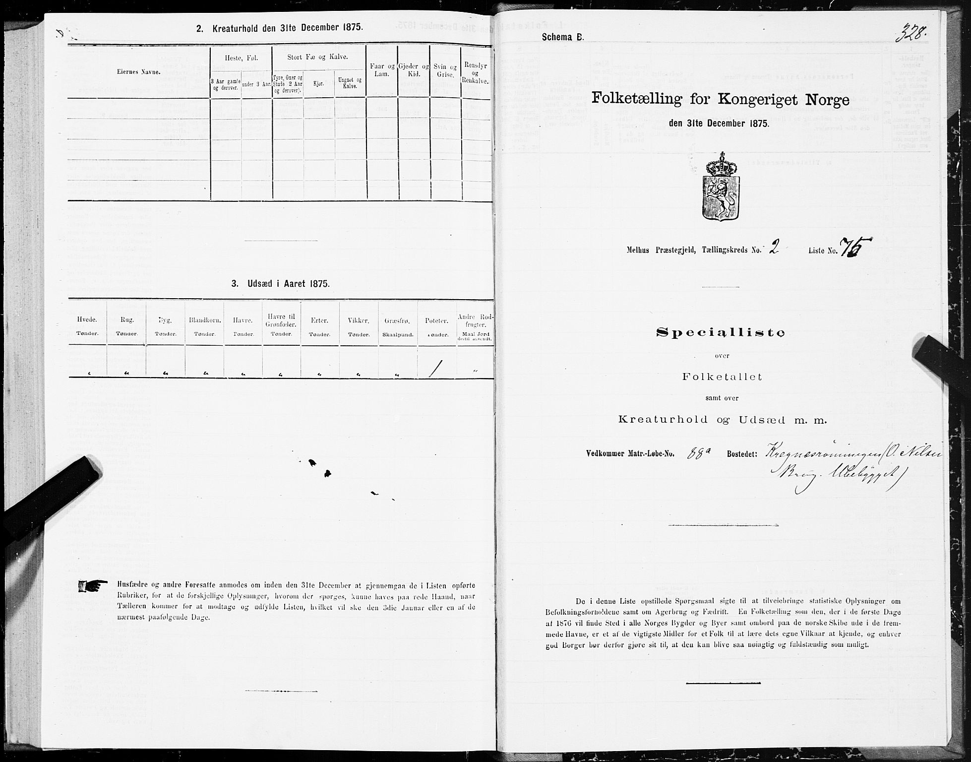 SAT, 1875 census for 1653P Melhus, 1875, p. 1328