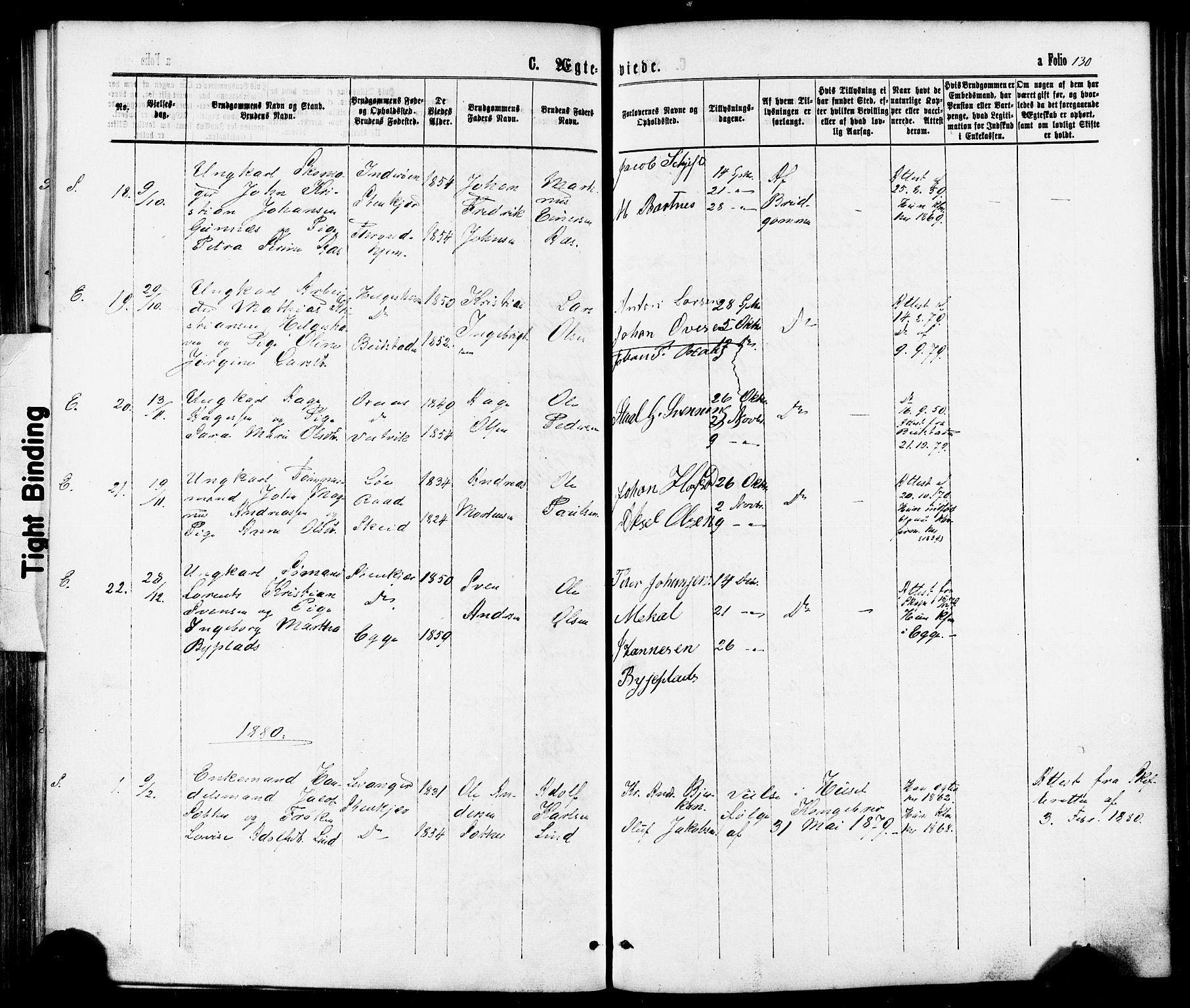 Ministerialprotokoller, klokkerbøker og fødselsregistre - Nord-Trøndelag, SAT/A-1458/739/L0370: Parish register (official) no. 739A02, 1868-1881, p. 130