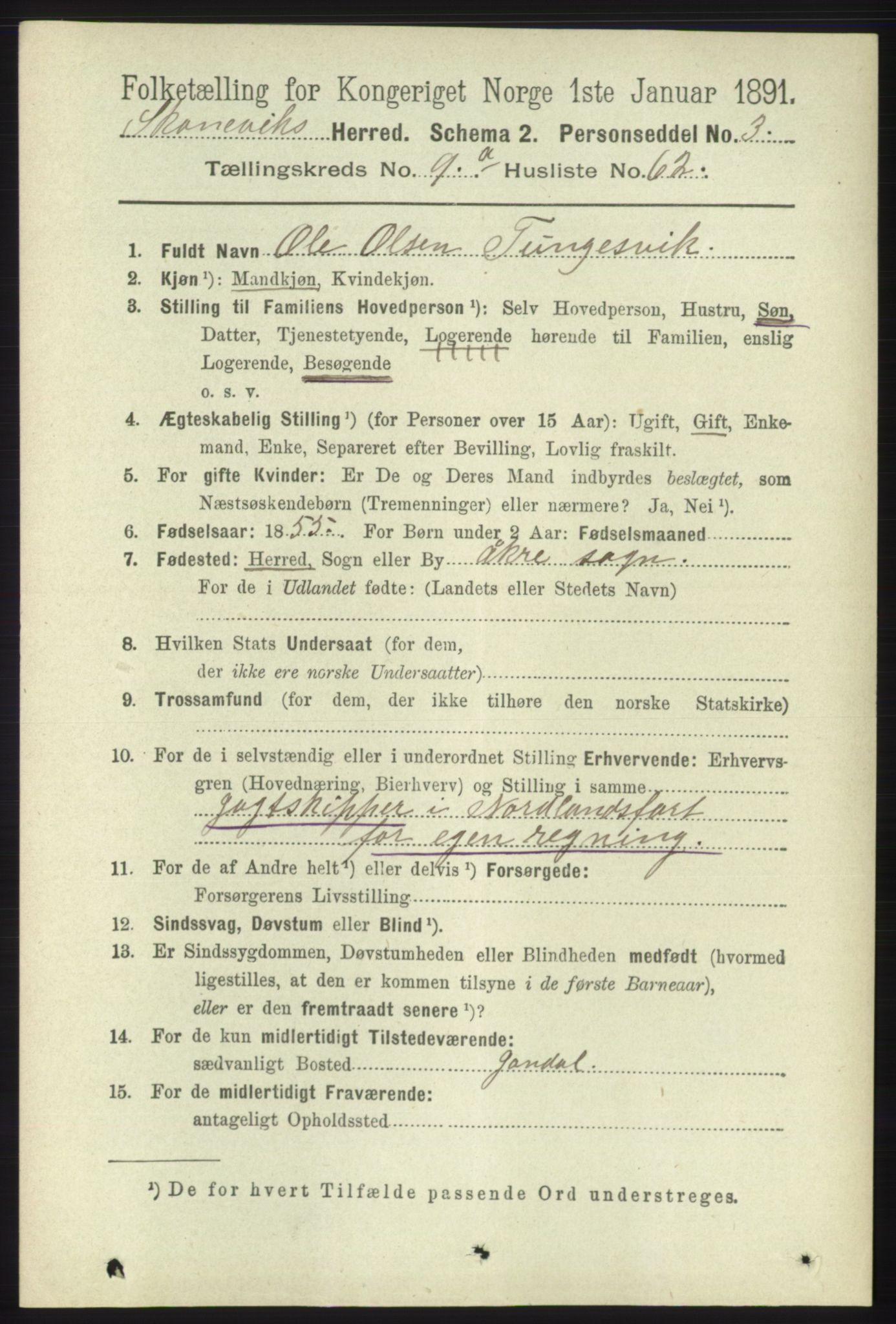 RA, 1891 census for 1212 Skånevik, 1891, p. 2859