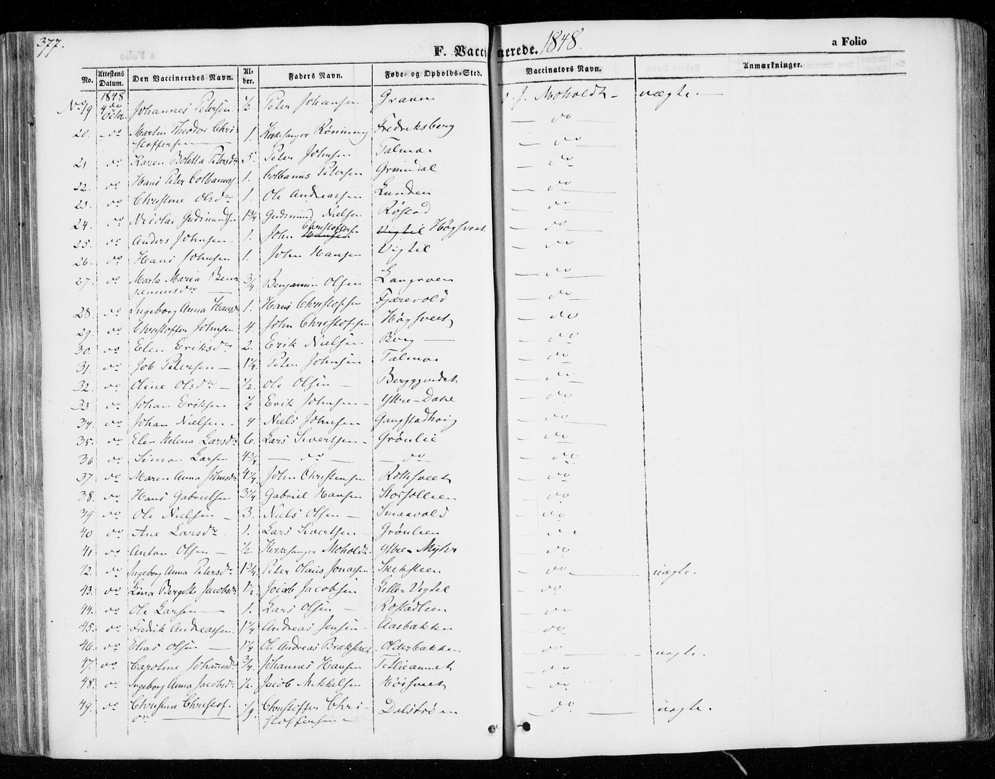 Ministerialprotokoller, klokkerbøker og fødselsregistre - Nord-Trøndelag, SAT/A-1458/701/L0007: Parish register (official) no. 701A07 /1, 1842-1854, p. 377