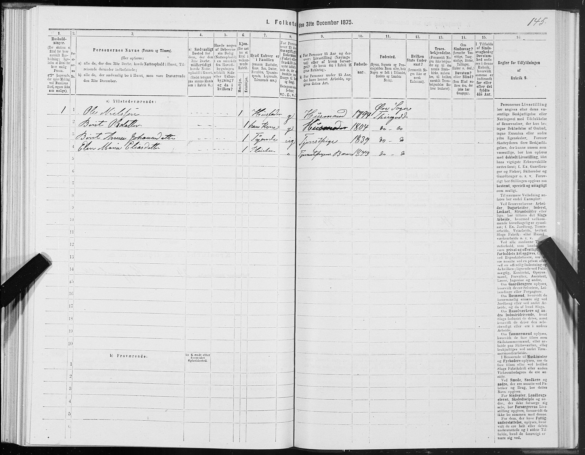 SAT, 1875 census for 1560P Tingvoll, 1875, p. 5145