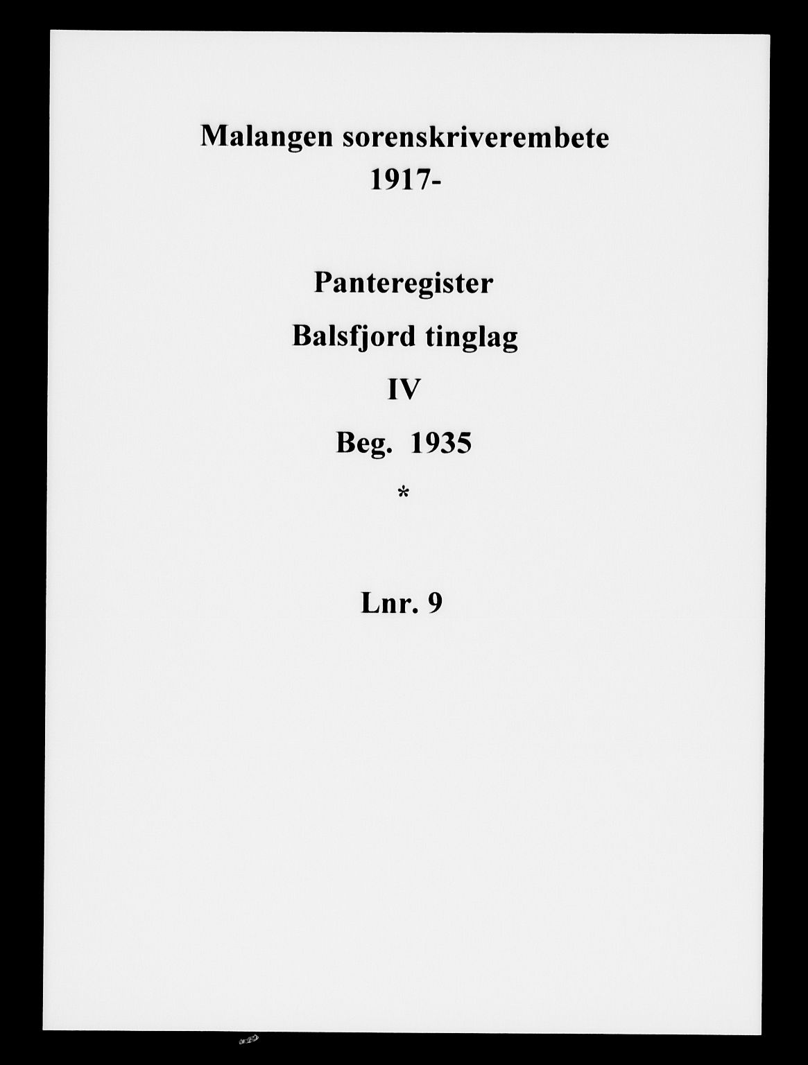 Malangen sorenskriveri, SATØ/SATØ-0051/1/G/Gc/L0009PR: Mortgage register no. 9