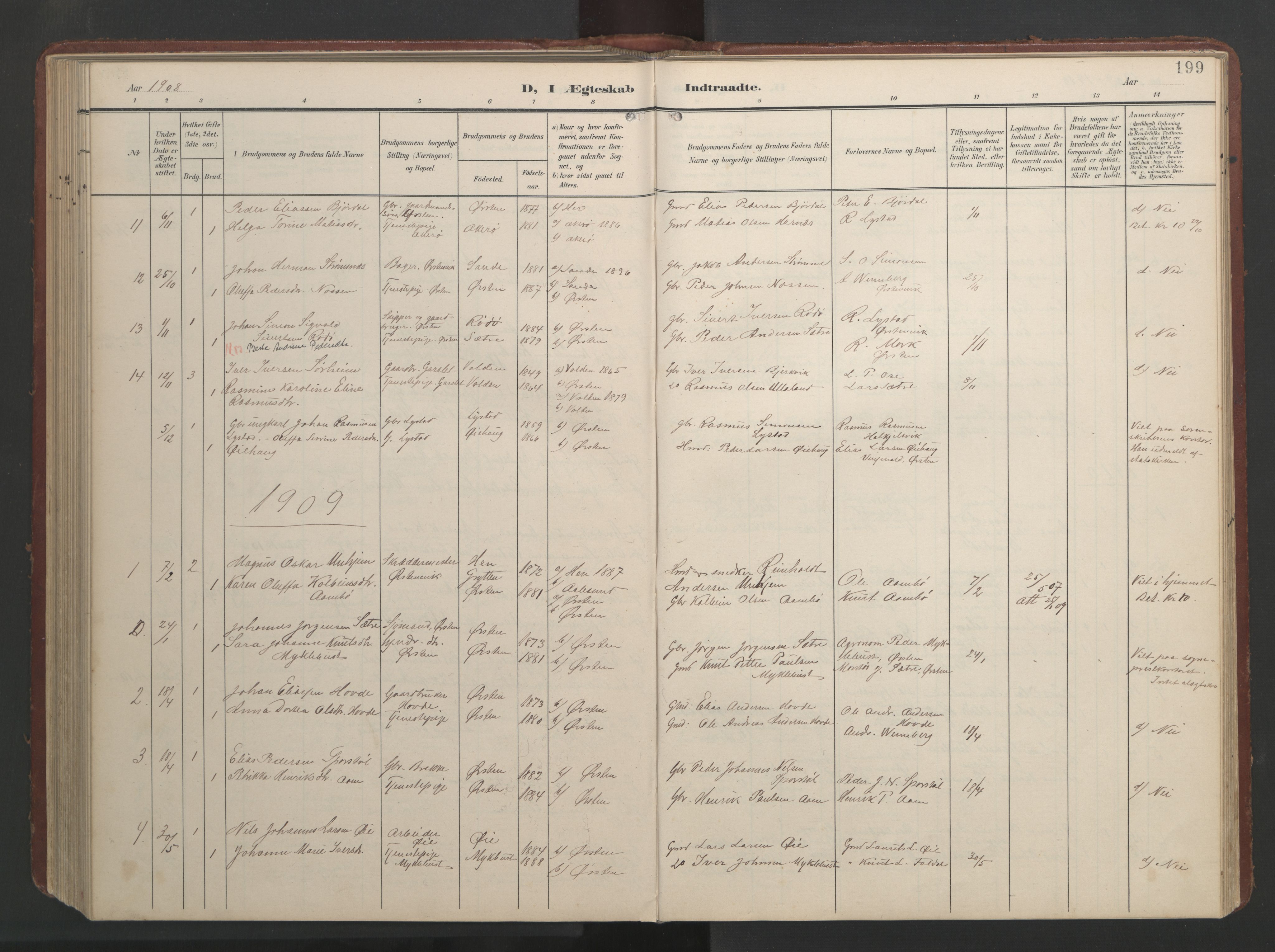 Ministerialprotokoller, klokkerbøker og fødselsregistre - Møre og Romsdal, AV/SAT-A-1454/513/L0190: Parish register (copy) no. 513C04, 1904-1926, p. 199