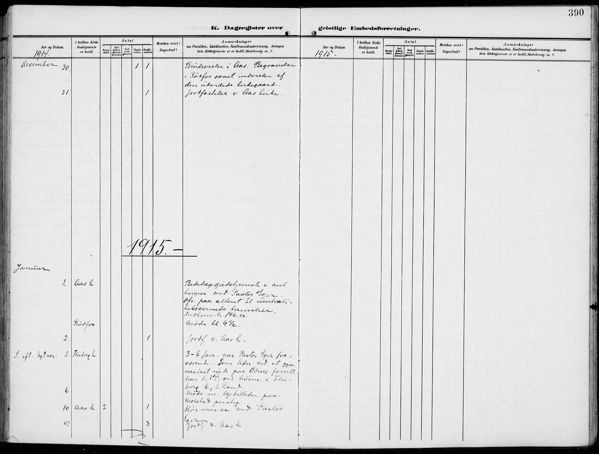 Vestre Toten prestekontor, SAH/PREST-108/H/Ha/Haa/L0014: Parish register (official) no. 14, 1907-1920, p. 390