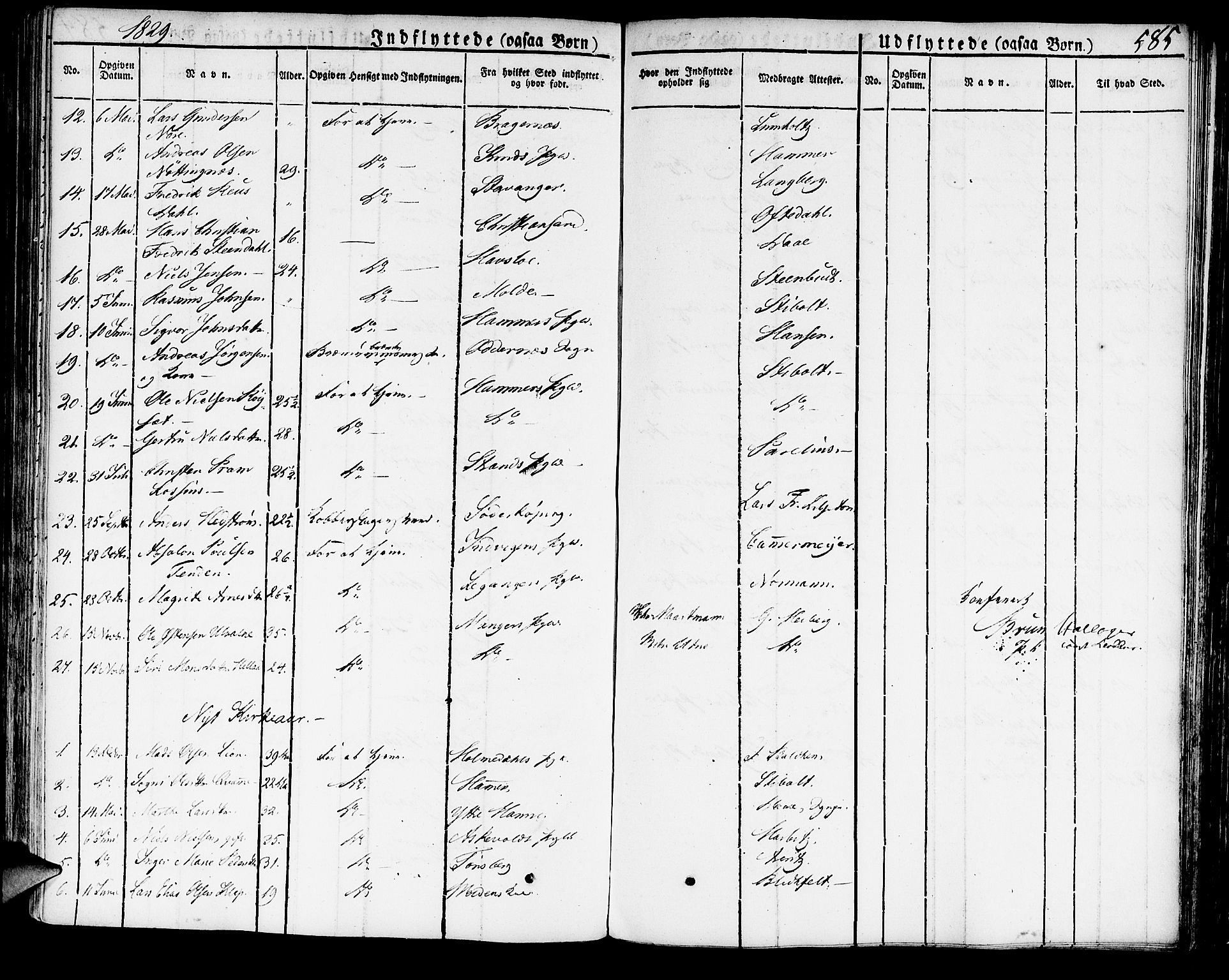 Domkirken sokneprestembete, SAB/A-74801/H/Haa/L0012: Parish register (official) no. A 12, 1821-1840, p. 585