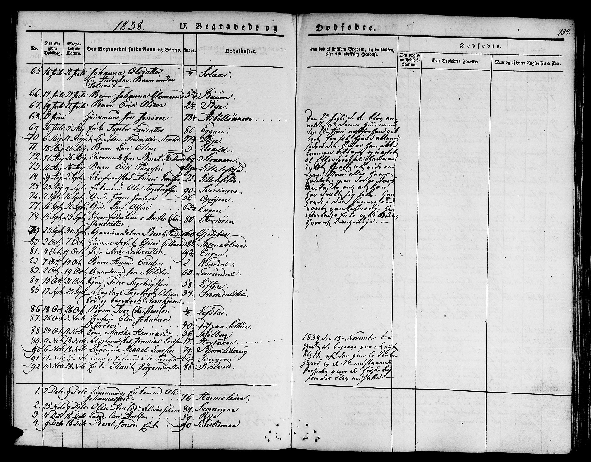 Ministerialprotokoller, klokkerbøker og fødselsregistre - Sør-Trøndelag, SAT/A-1456/668/L0804: Parish register (official) no. 668A04, 1826-1839, p. 234