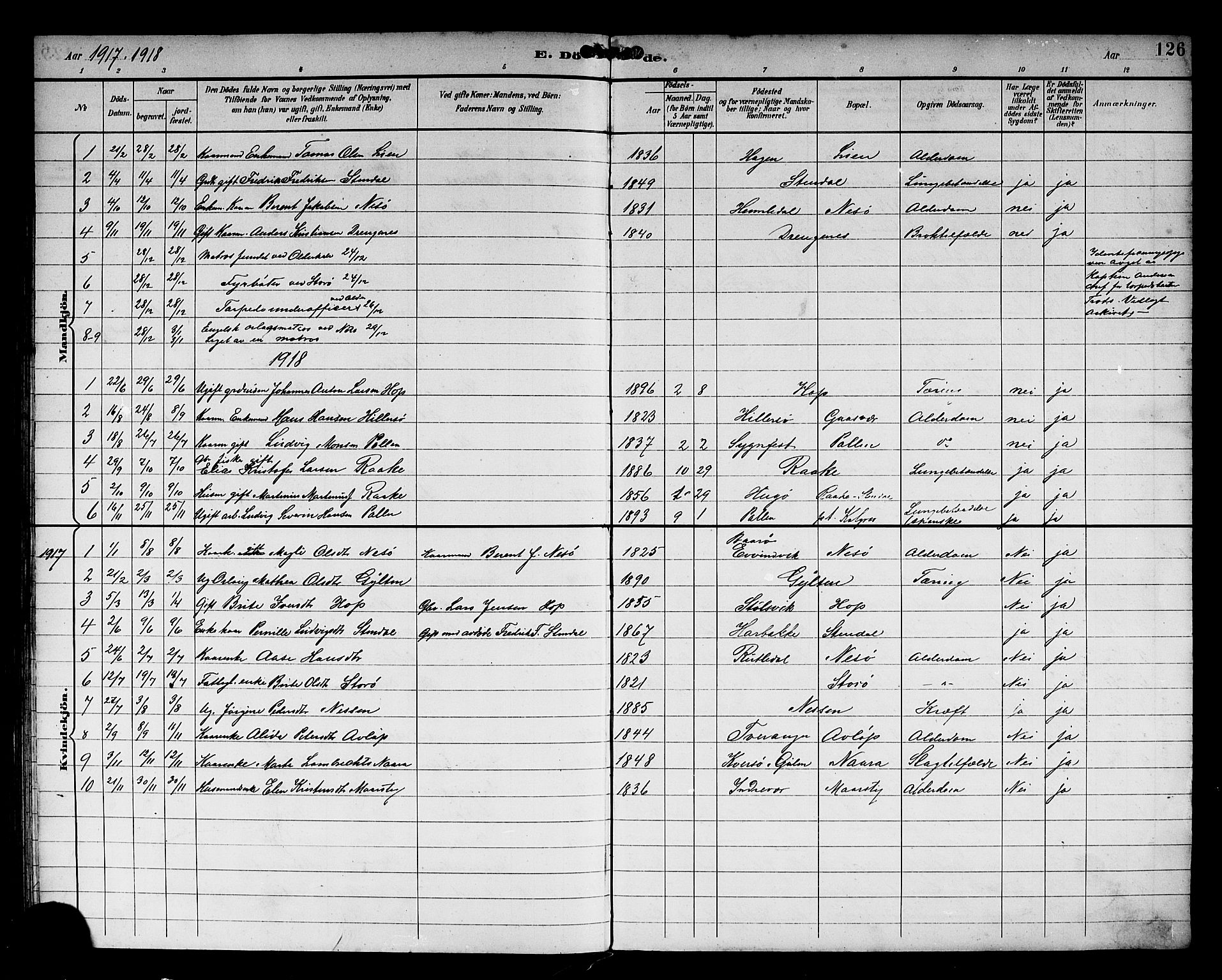 Solund sokneprestembete, SAB/A-81401: Parish register (copy) no. A 2, 1893-1921, p. 126