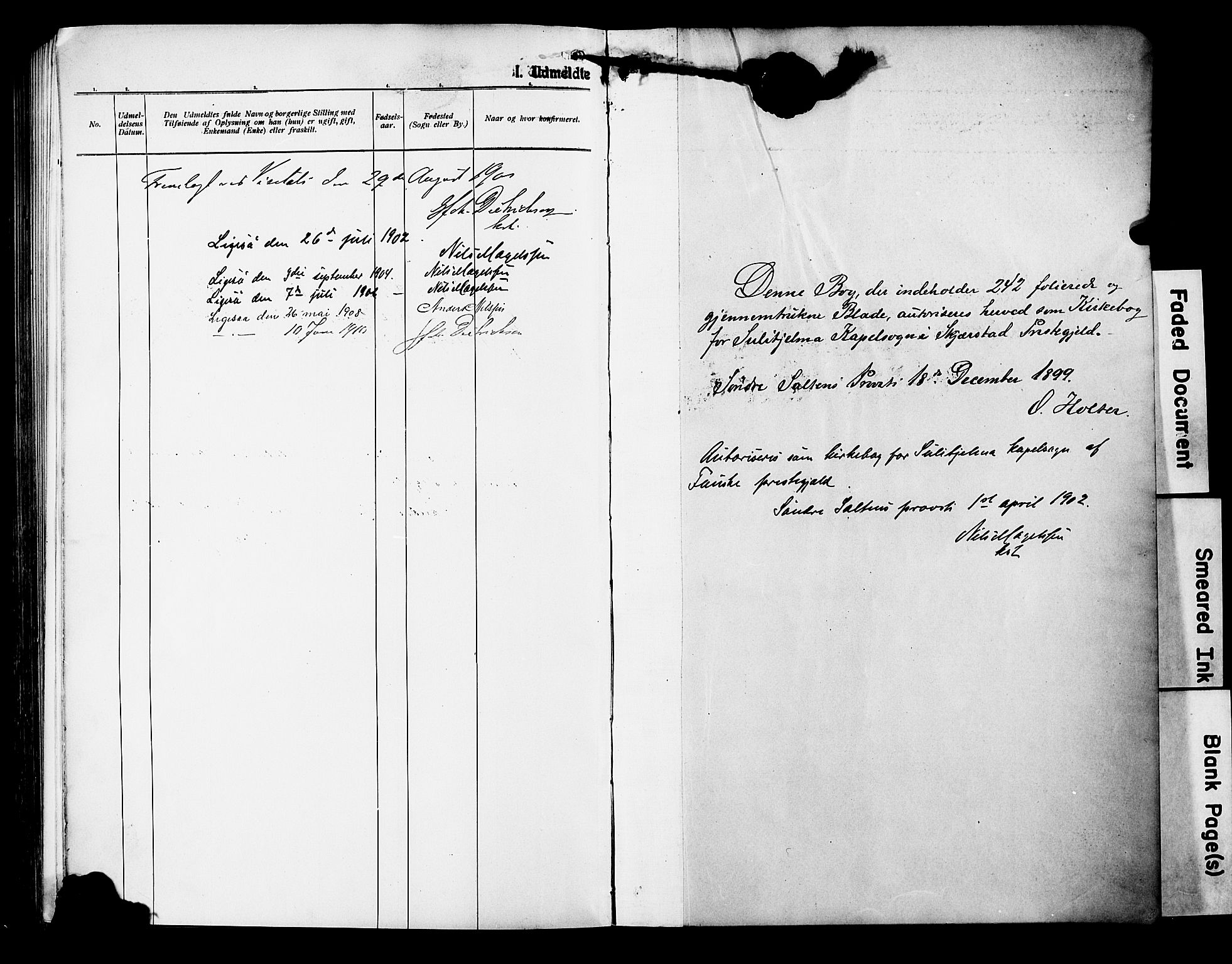 Ministerialprotokoller, klokkerbøker og fødselsregistre - Nordland, AV/SAT-A-1459/850/L0709: Parish register (official) no. 850A01, 1899-1909