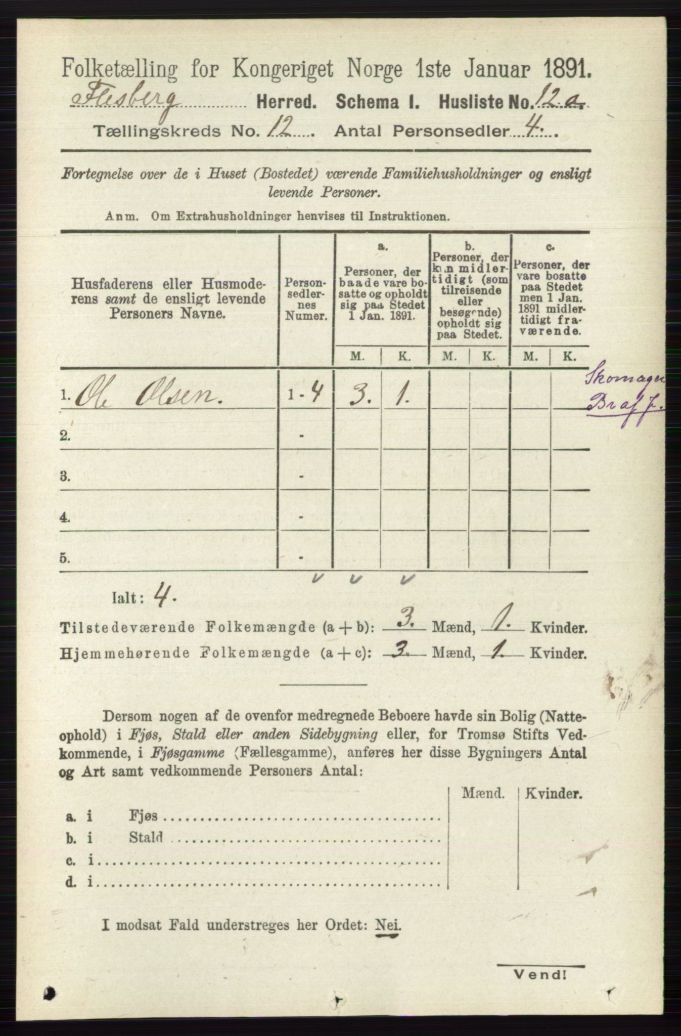 RA, 1891 census for 0631 Flesberg, 1891, p. 2081