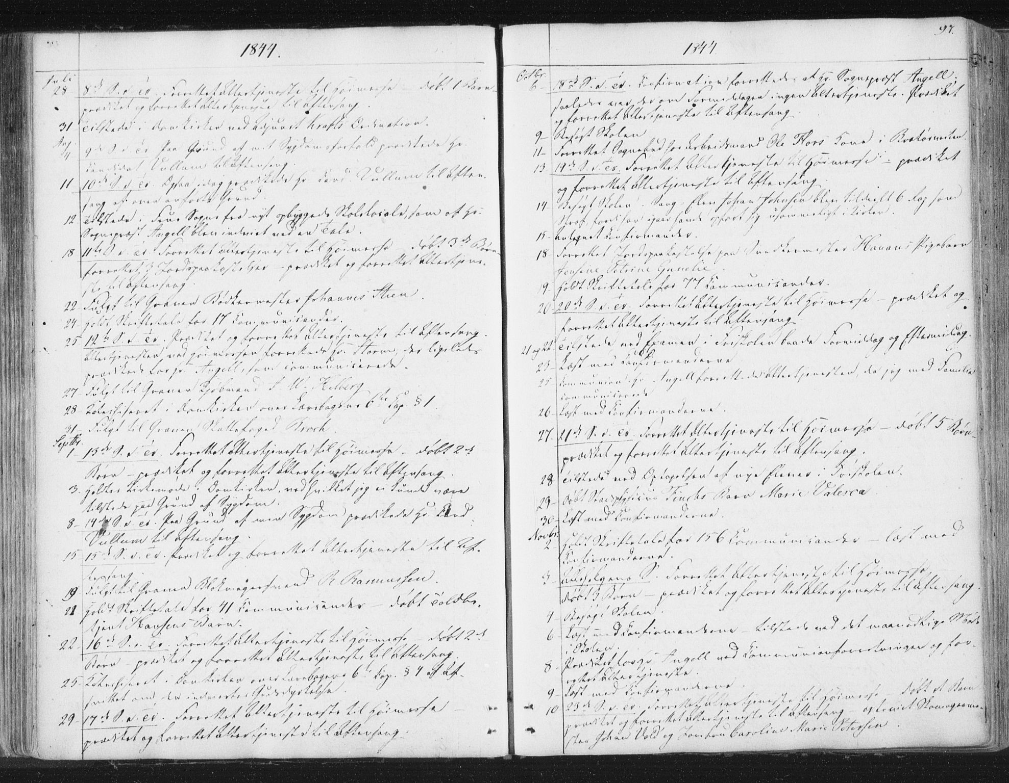 Ministerialprotokoller, klokkerbøker og fødselsregistre - Sør-Trøndelag, SAT/A-1456/602/L0127: Curate's parish register no. 602B01, 1821-1875, p. 97