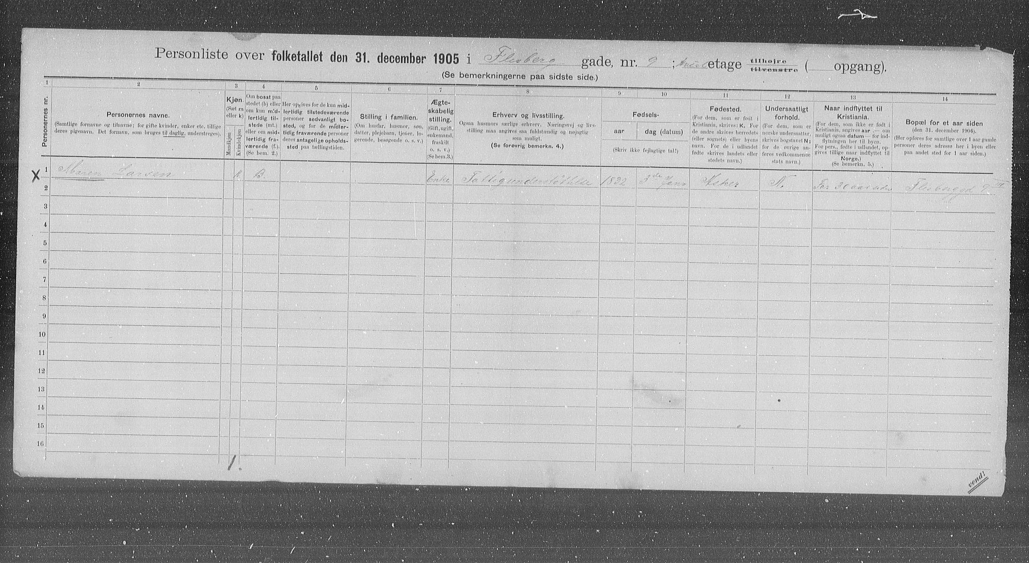 OBA, Municipal Census 1905 for Kristiania, 1905, p. 12767
