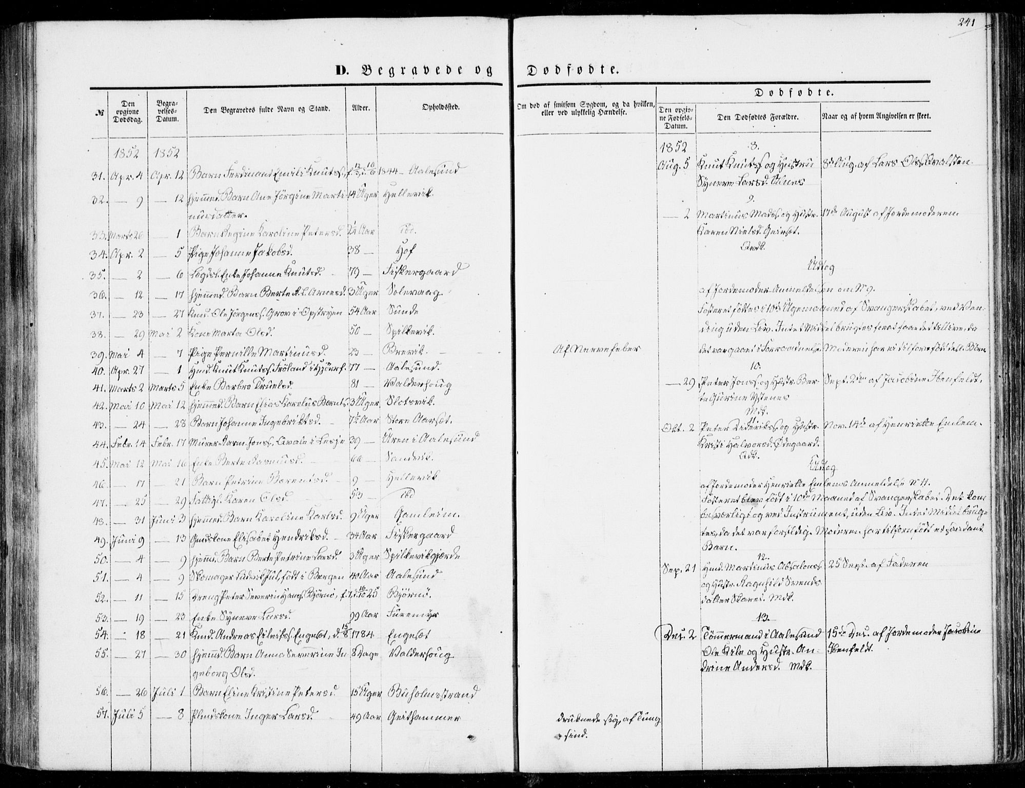 Ministerialprotokoller, klokkerbøker og fødselsregistre - Møre og Romsdal, AV/SAT-A-1454/528/L0397: Parish register (official) no. 528A08, 1848-1858, p. 241