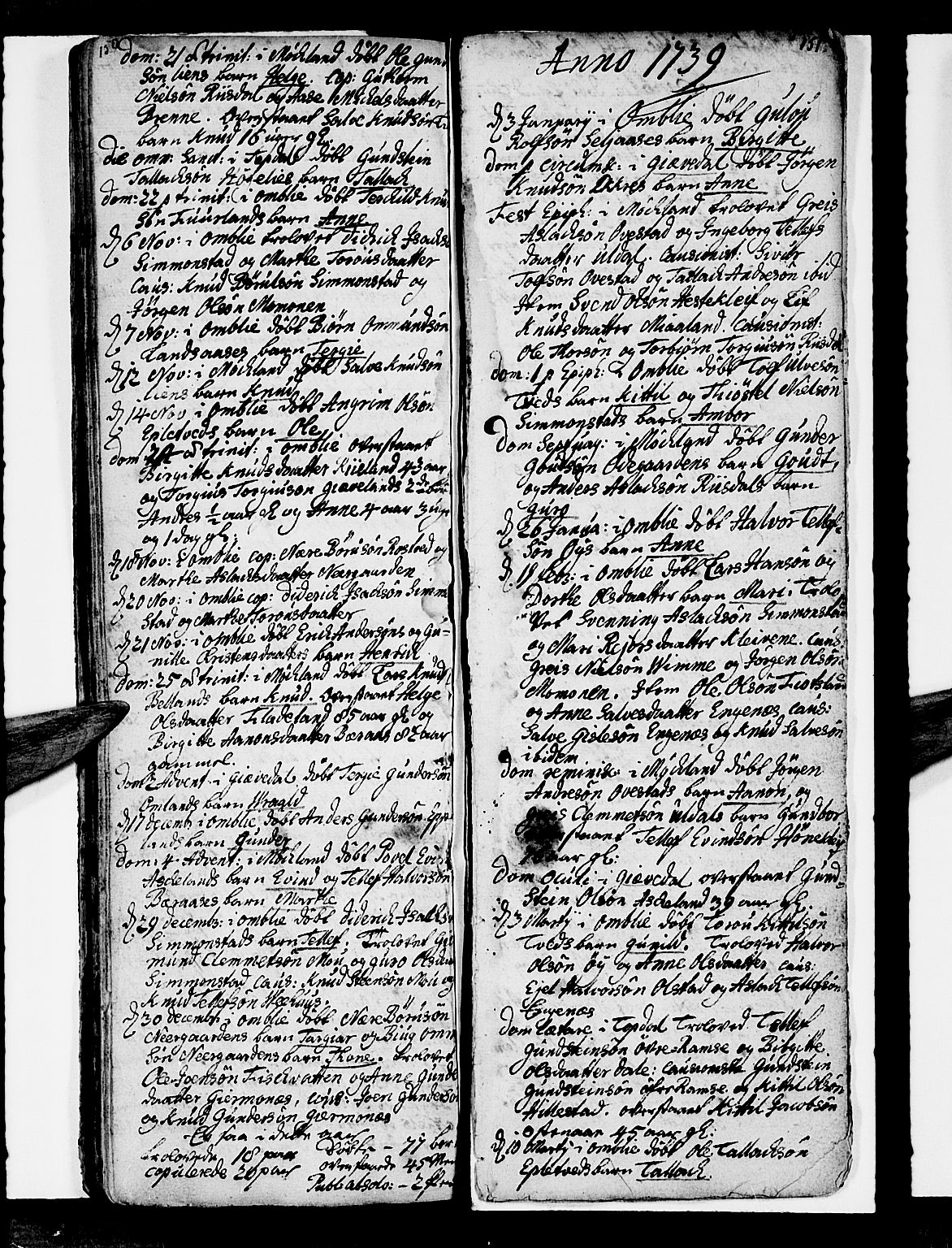 Åmli sokneprestkontor, SAK/1111-0050/F/Fa/Fac/L0001: Parish register (official) no. A 1, 1711-1740, p. 150-151