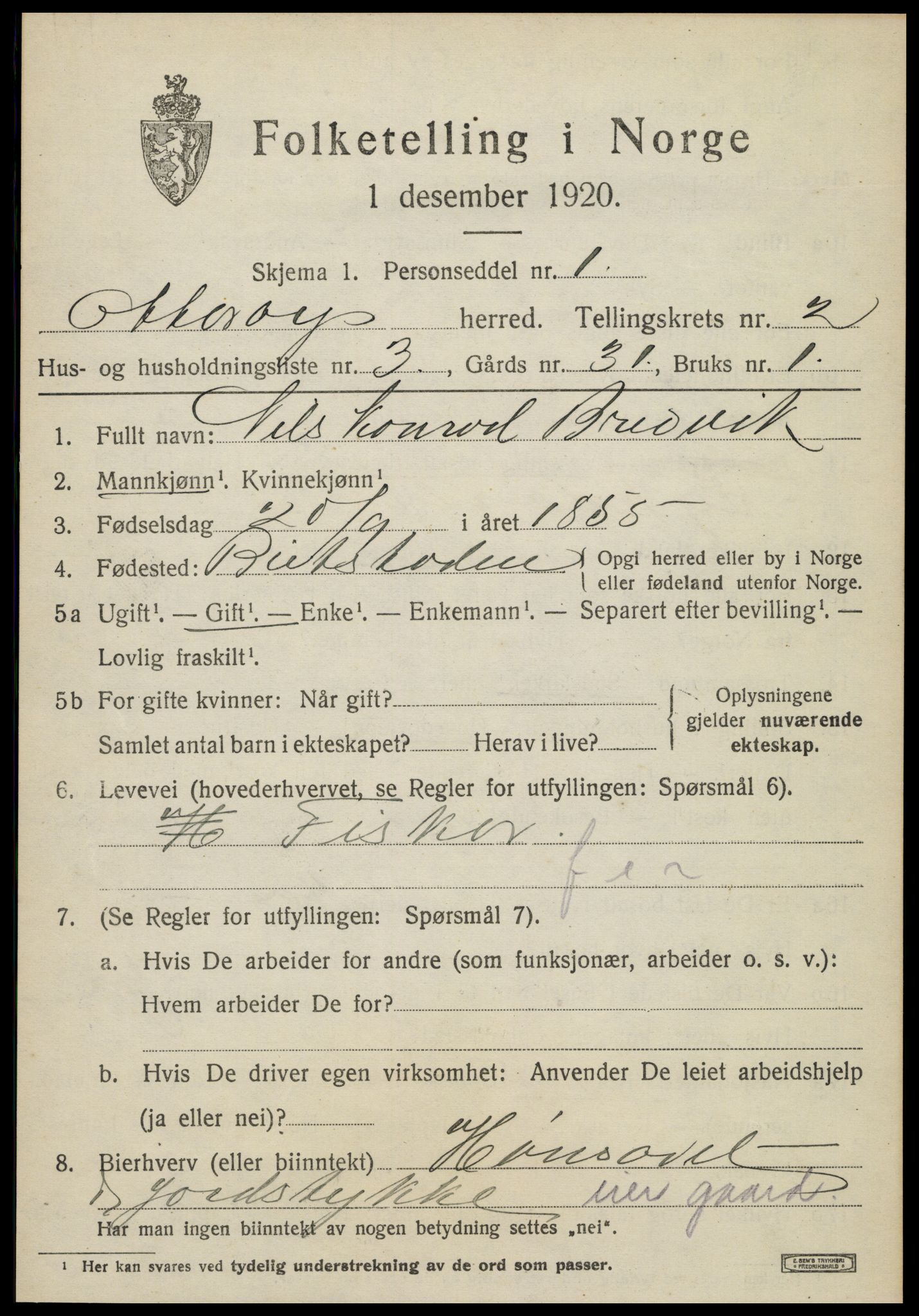 SAT, 1920 census for Otterøy, 1920, p. 1141